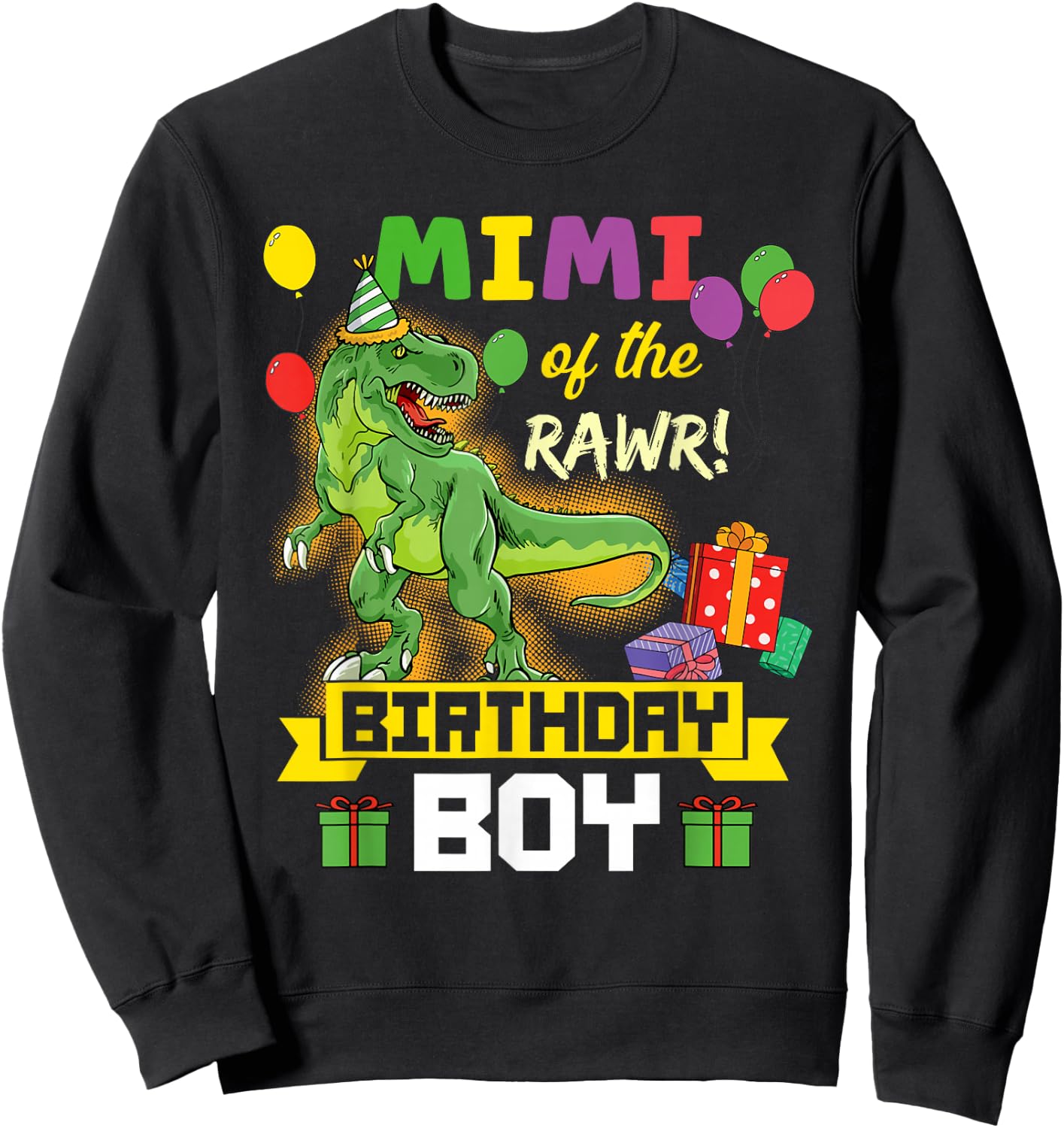 Mimi of the Birthday Boy Dinosaur Celebration Graphic Sweatshirt - Sweatshirt | Black