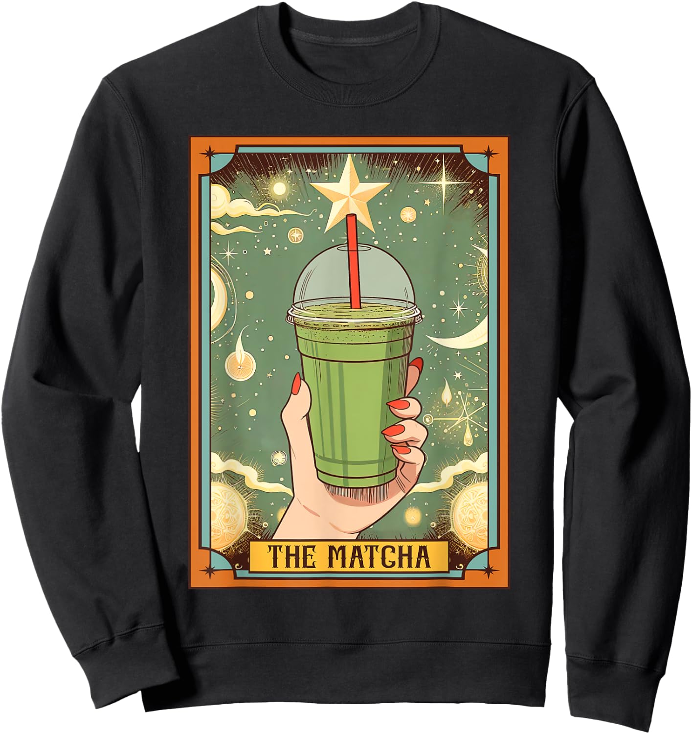 Matcha Lover But First Matcha Time The Matcha Tarot Card Sweatshirt - Sweatshirt | Black