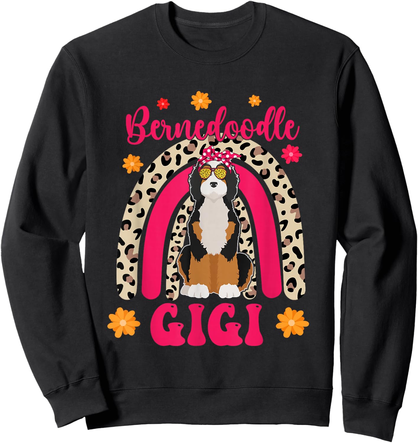 Bernedoodle Gigi Cute Bernedoodle Sunglasses Mother's Day Sweatshirt - Sweatshirt | Black
