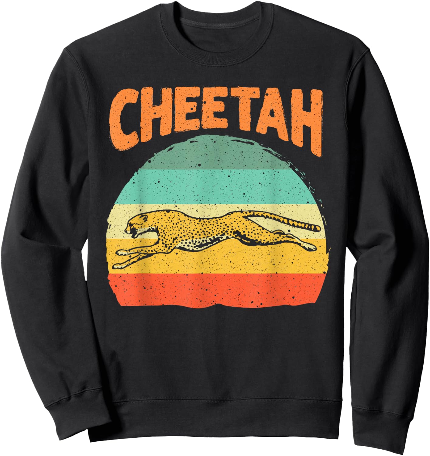 Funny Vintage Cheetah Art Boys Girls Leopard Safari Wildlife Sweatshirt - Sweatshirt | Black