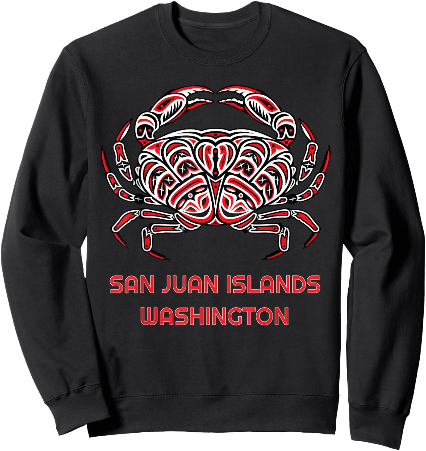 San Juan Islands Washington Dungeness Crab Native American Sweatshirt - Sweatshirt | Black