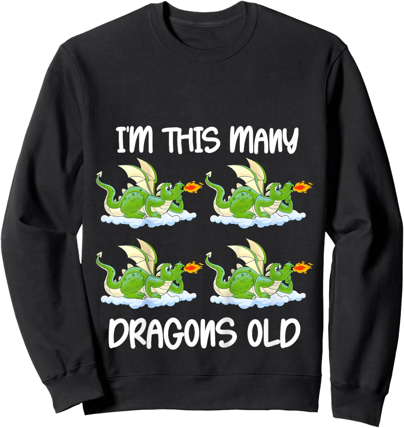 Kids I'm This Many Dragons Old Boys 4th Birthday 4 Years Dragon Sweatshirt - Sweatshirt | Black