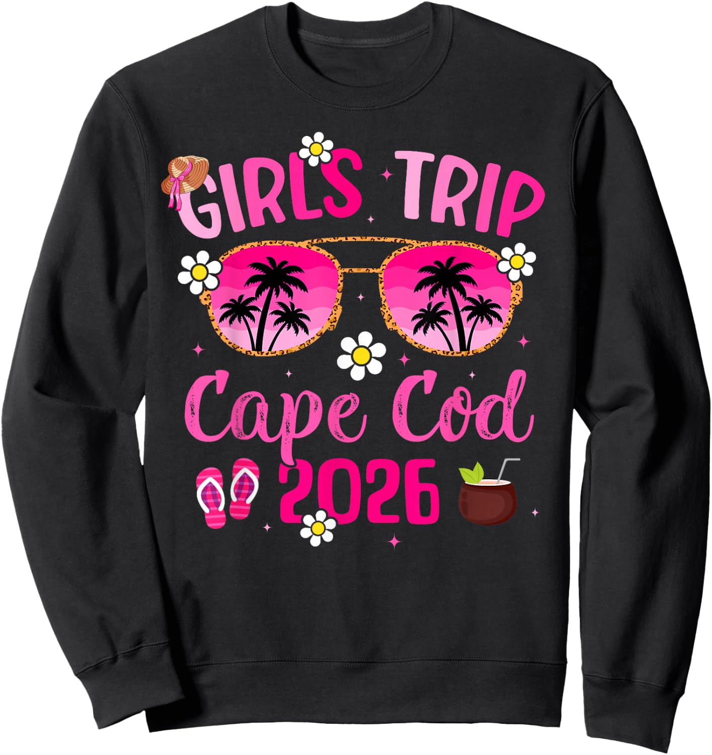 Girl’s Trip Cape Cod 2026 Besties Beach Vacation Group Sweatshirt - Sweatshirt | Black