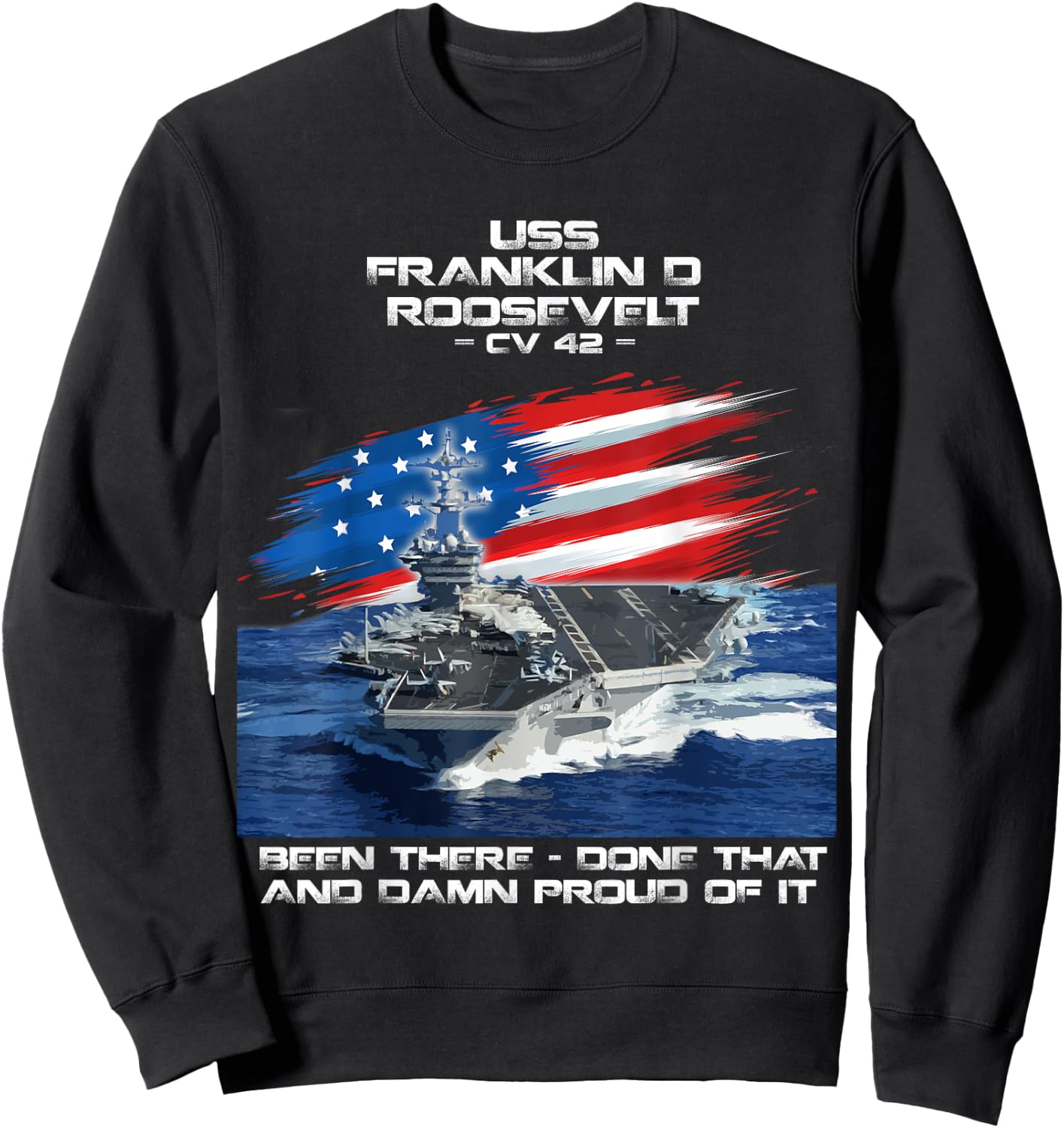USS Franklin D Roosevelt CV 42 Aircraft Carrier Veteran Xmas Sweatshirt - Sweatshirt | Black