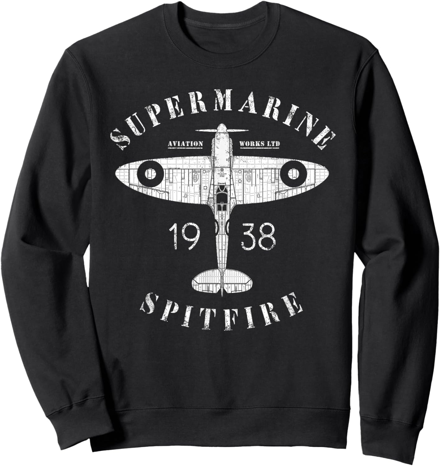Spitfire RAF British WW2 Fighter Plane Supermarine Aviation Sweatshirt - Sweatshirt | Black