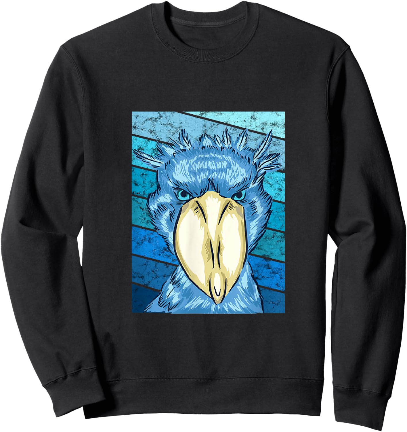 Shoebill Bird Vintage Retro Bird Lover African Stork Bird Sweatshirt - Sweatshirt | Black
