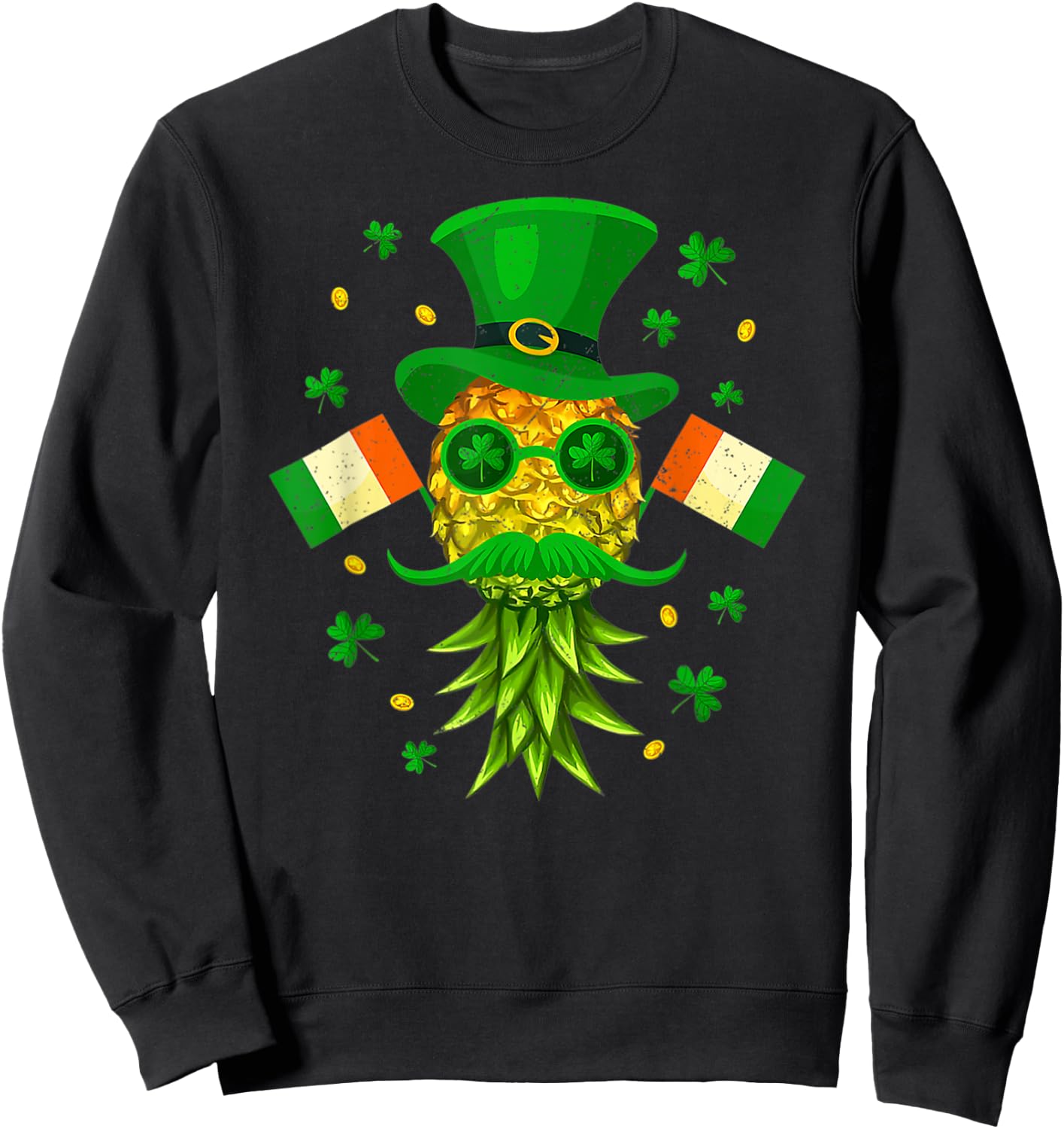 Mask Swinger Upside Down Pineapple St Patricks Day Irish Sweatshirt - Sweatshirt | Black