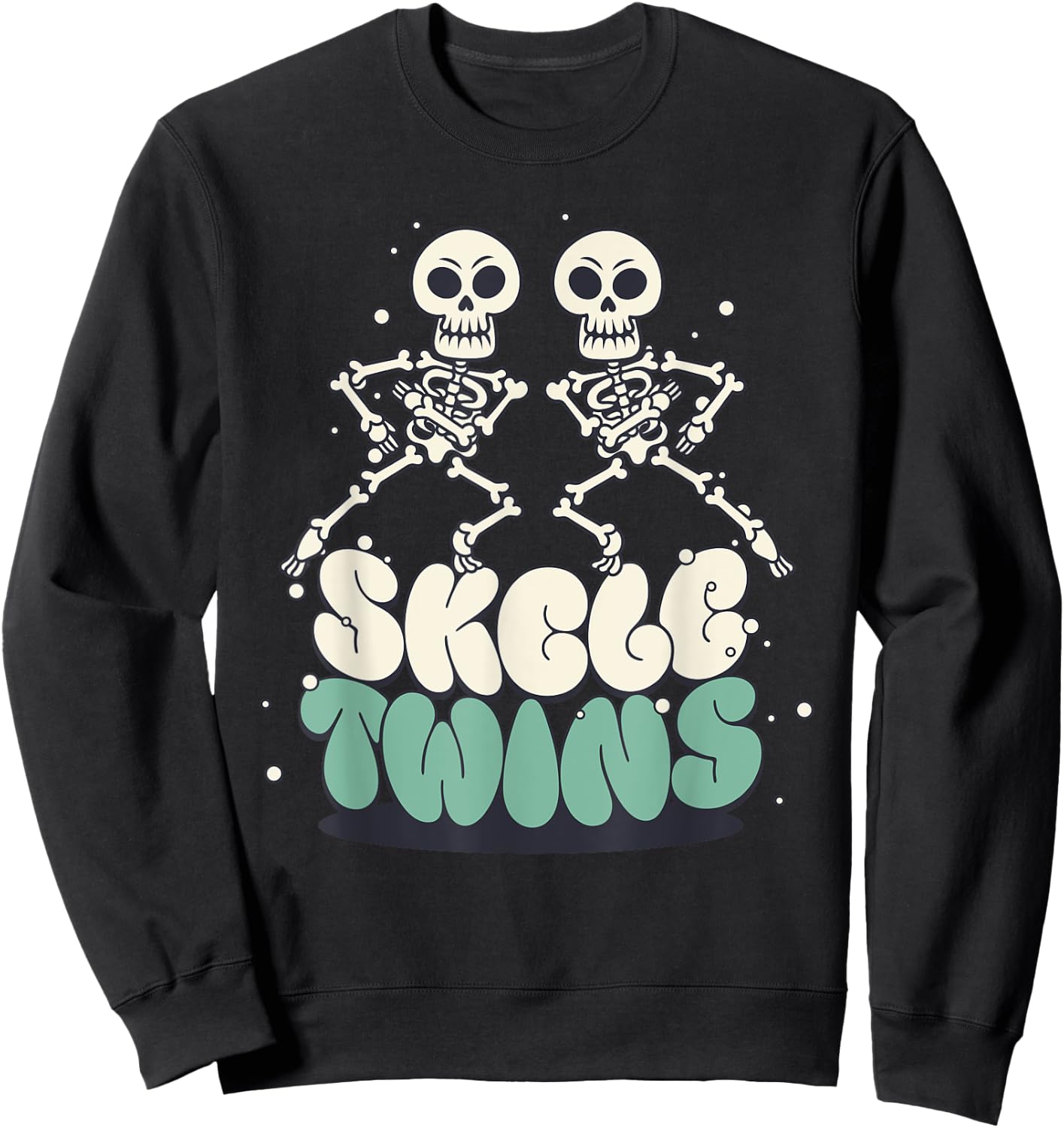 Halloween Matching Twins Skeletwins Funny Dancing Skeletons Sweatshirt - Sweatshirt | Black