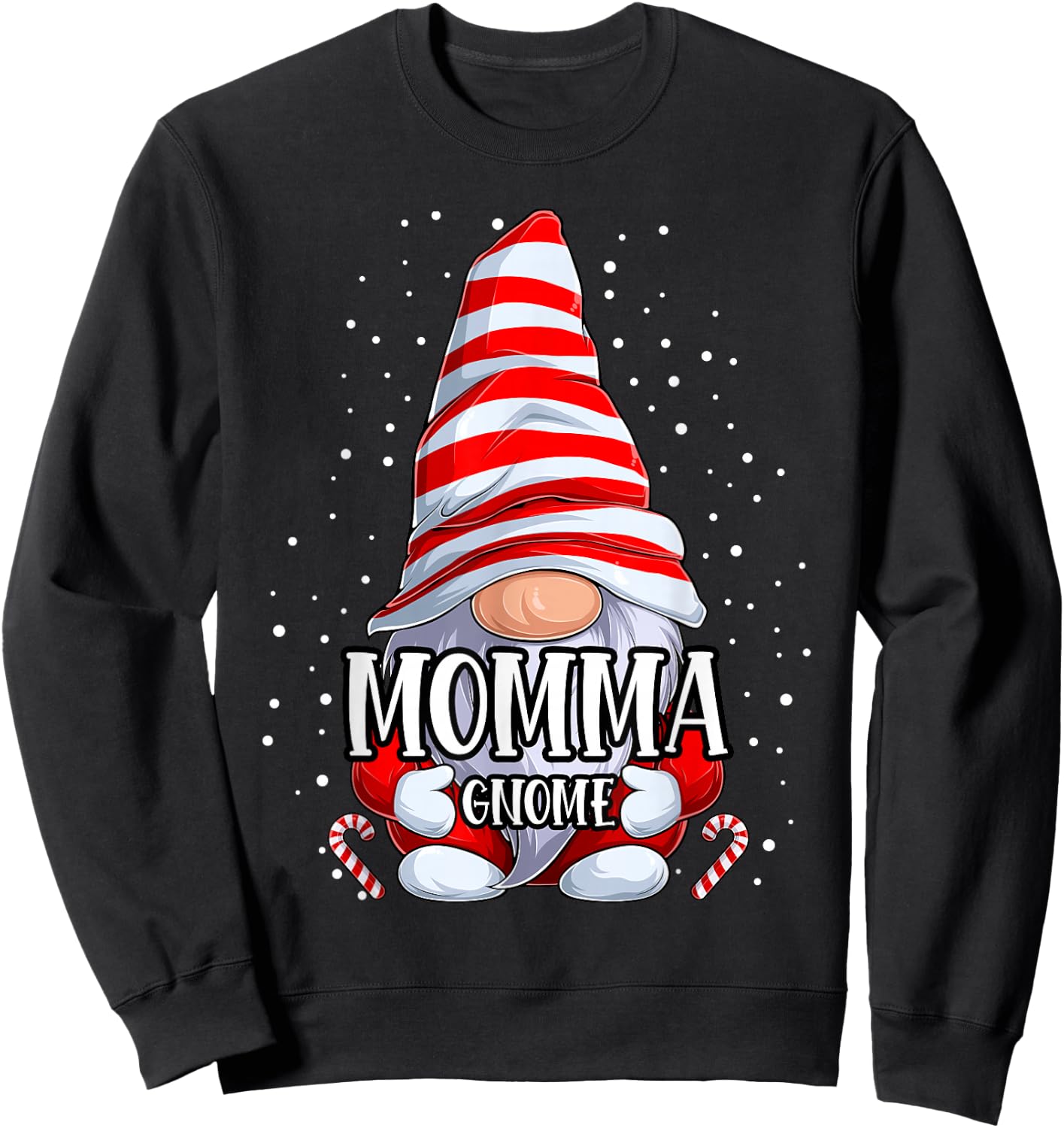 Momma Gnome Christmas Pajamas Matching Family Group Sweatshirt - Sweatshirt | Black