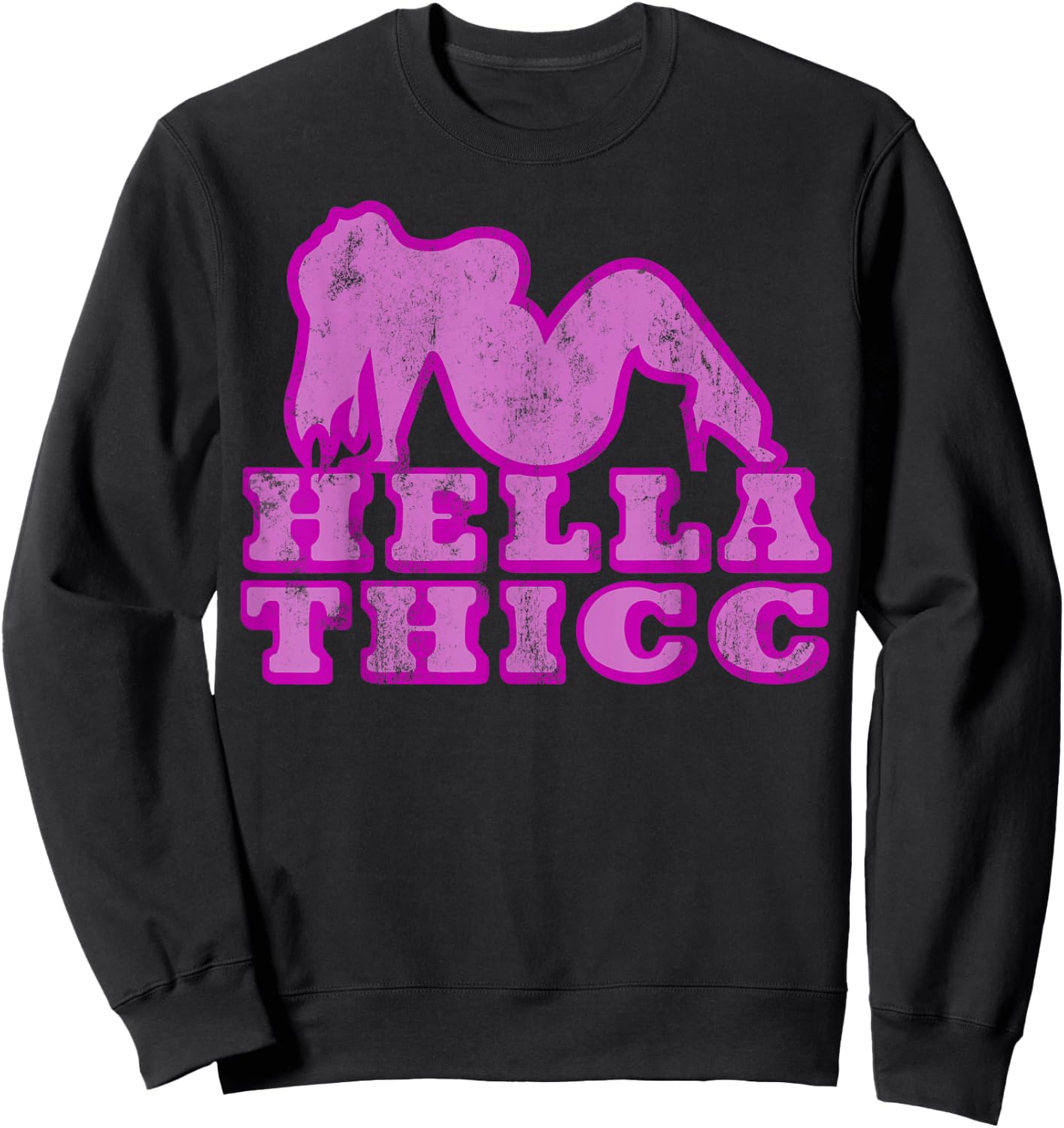 Hella Thicc t shirt thick girl boy shirt norcal slang thiccc Sweatshirt - Sweatshirt | Black