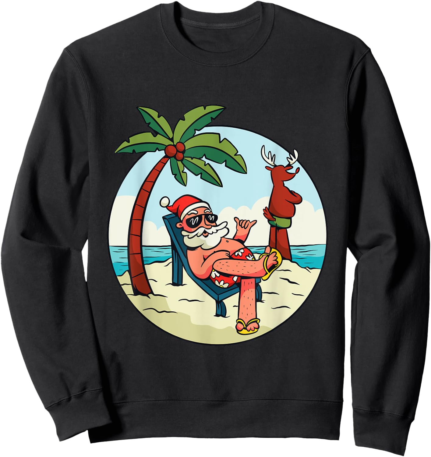 Christmas on the beach Christmas in July Men Women Sweatshirt - Sweatshirt | Black