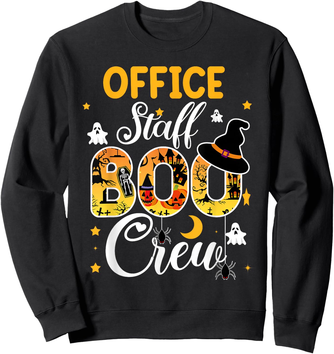 Office Staff Boo Crew Funny Halloween Matching Costume Sweatshirt - Sweatshirt | Black