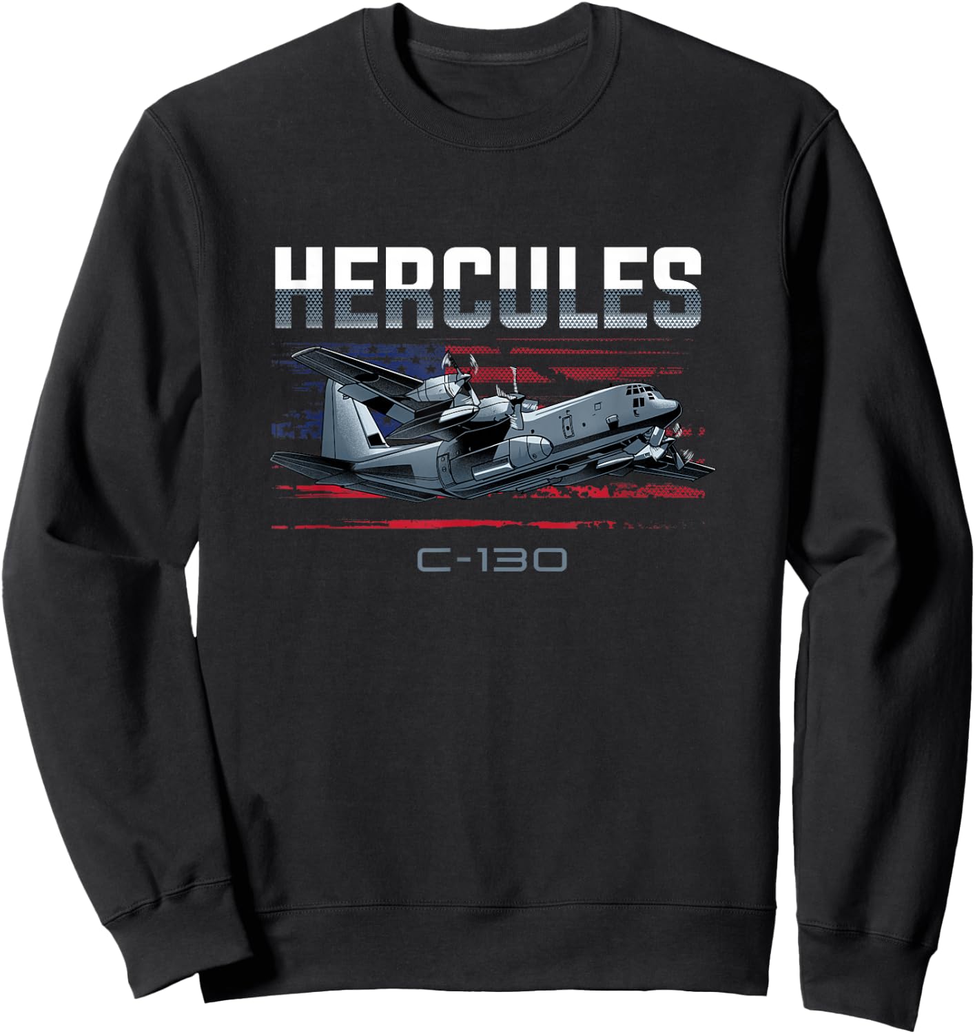 Cargo Warplane C-130 Hercules Military Sweatshirt - Sweatshirt | Black