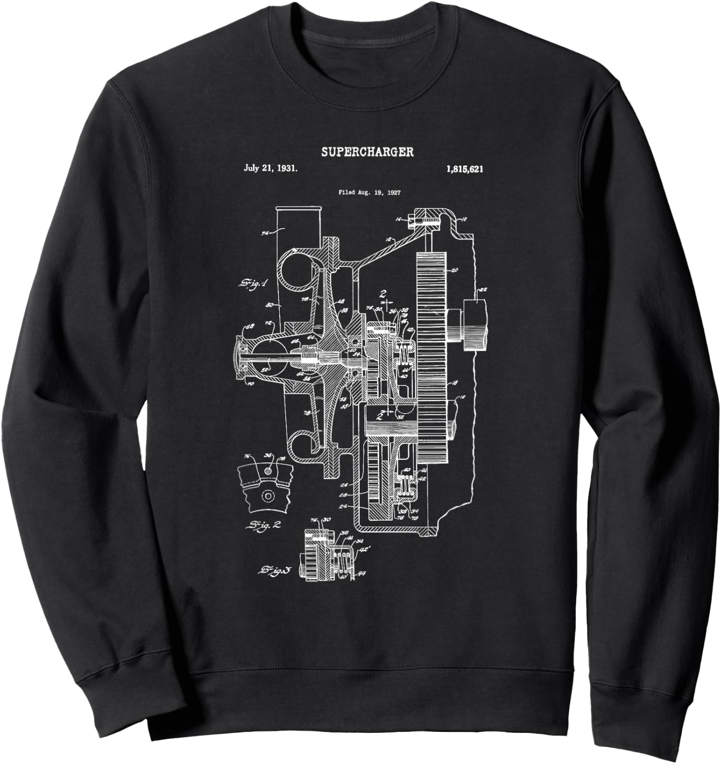 Vintage Supercharger Muscle Car Shirt - Super Charger Turbo Sweatshirt - Sweatshirt | Black