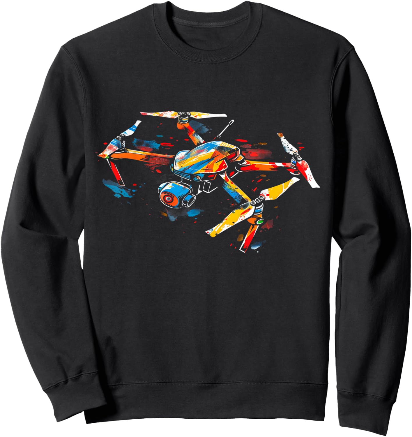 Drone Pilot Quadcopter Operator RC Watercolor Sweatshirt - Sweatshirt | Black