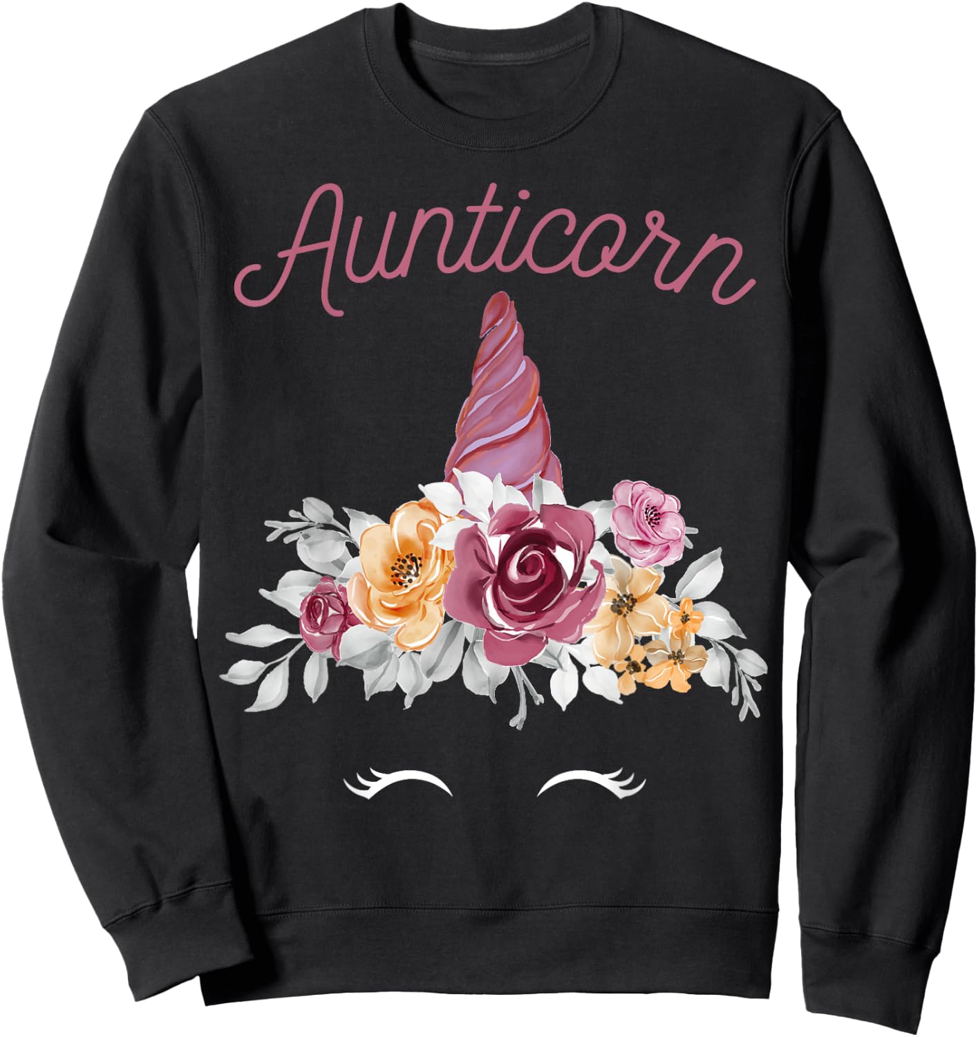 More Best Aunt & Auntie Presents Unicorn Aunt Black Women's Classic Fit Short Sleeve Small Sweatshirt - Sweatshirt | Black