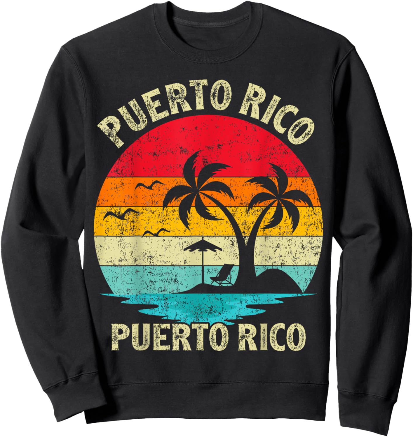 Family Vacation Vintage Retro Puerto Rico San Juan Beach Men Women Girls Kids Sweatshirt - Sweatshirt | Black