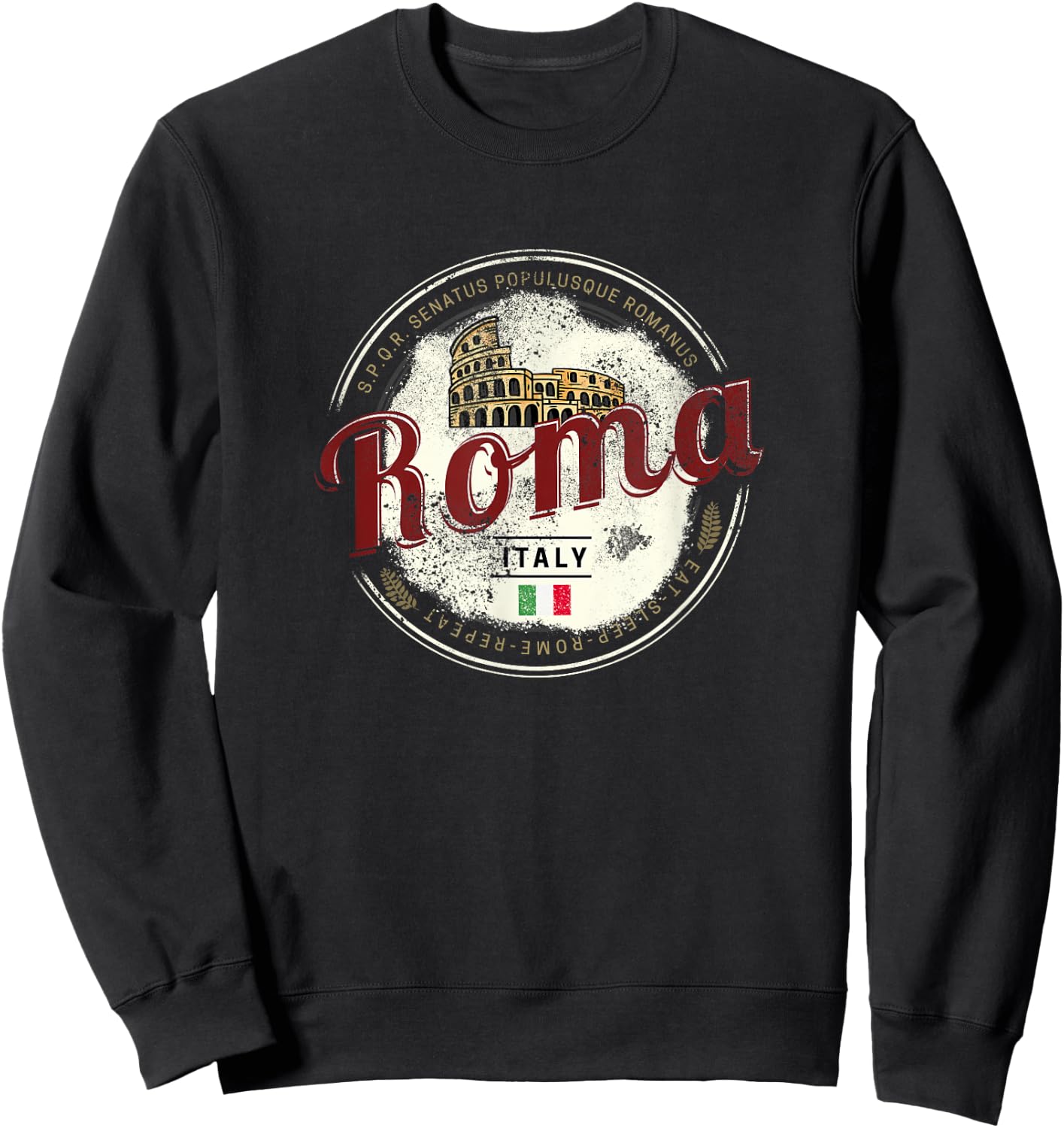 Rome Italy Colosseum Vintage Souvenir Sweatshirt - Sweatshirt | Black