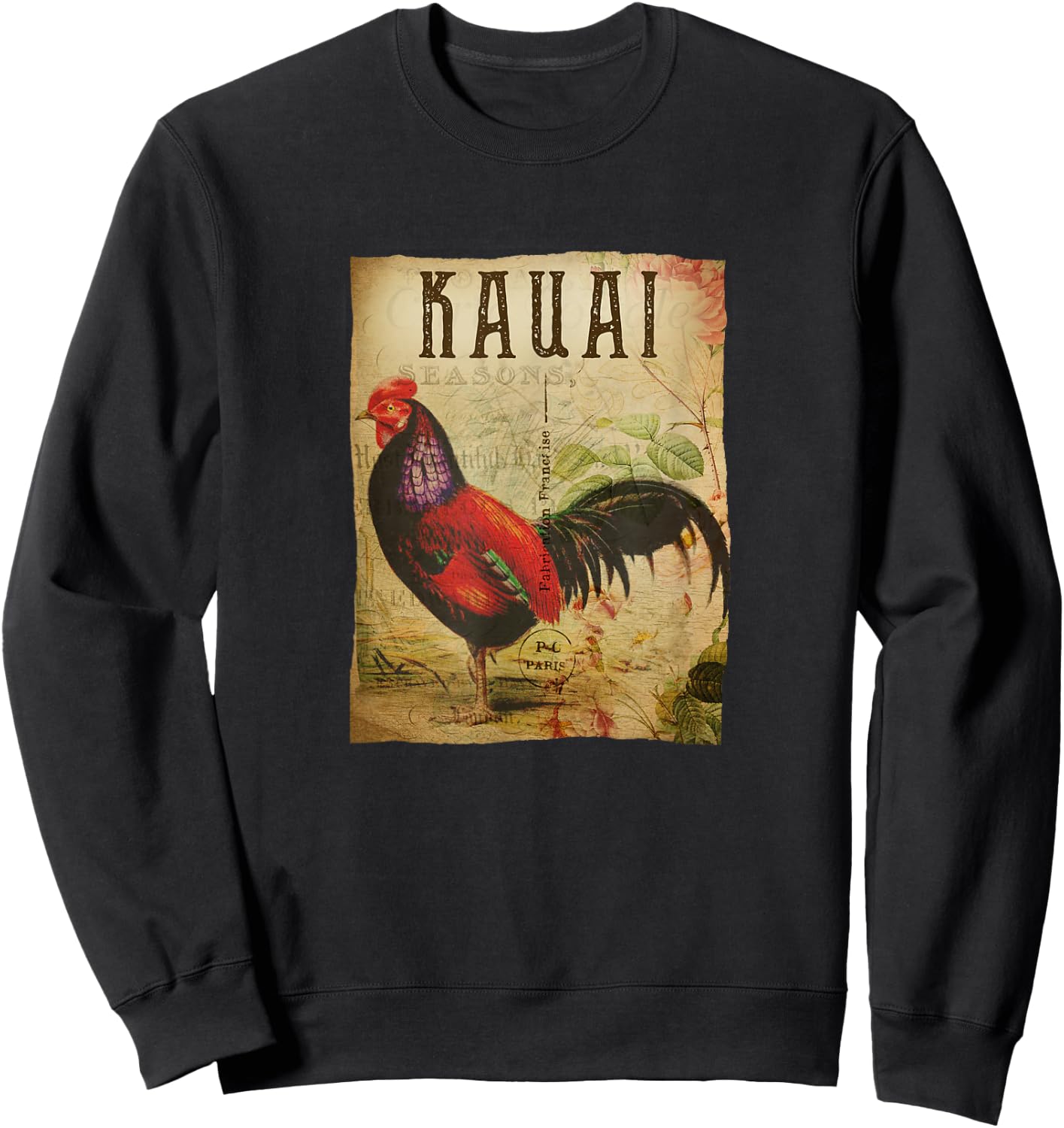 Vintage Kauai Shirt Rooster Sweatshirt - Sweatshirt | Black
