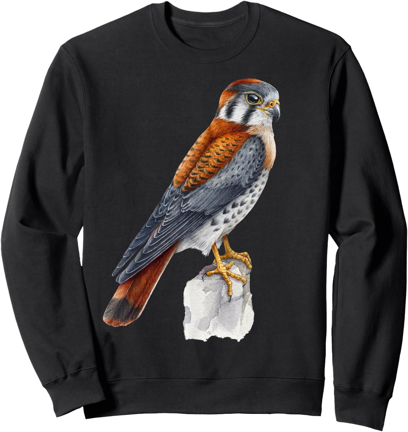 Floral Folk - Common Kestrel - Bird of Prey - Bird Watching Sweatshirt - Sweatshirt | Black