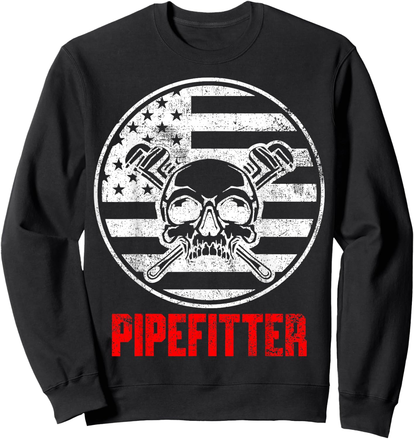 Pipefitter USA Flag Patriotic Sweatshirt - Sweatshirt | Black