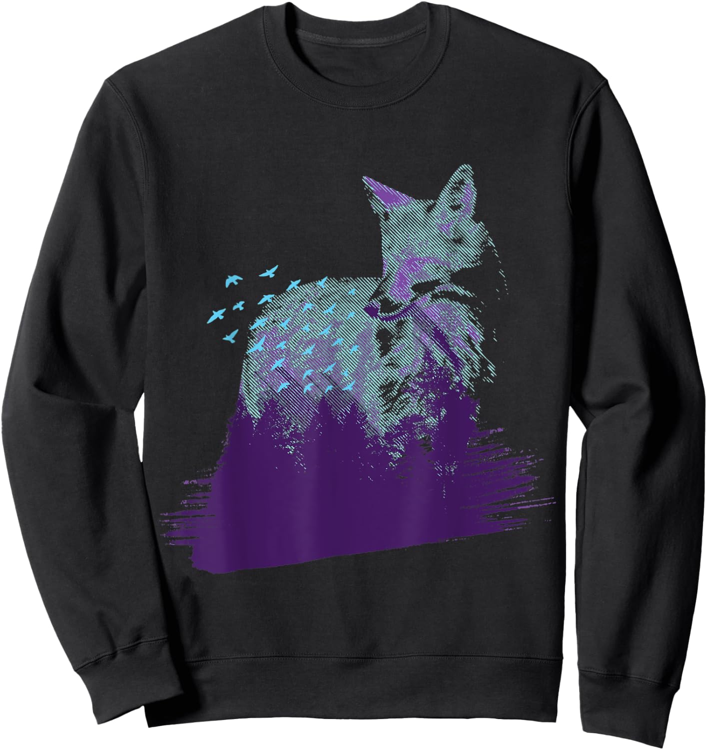 Arctic Fox Forest Landscape White Arctic Fox Lover Animal Sweatshirt - Sweatshirt | Black