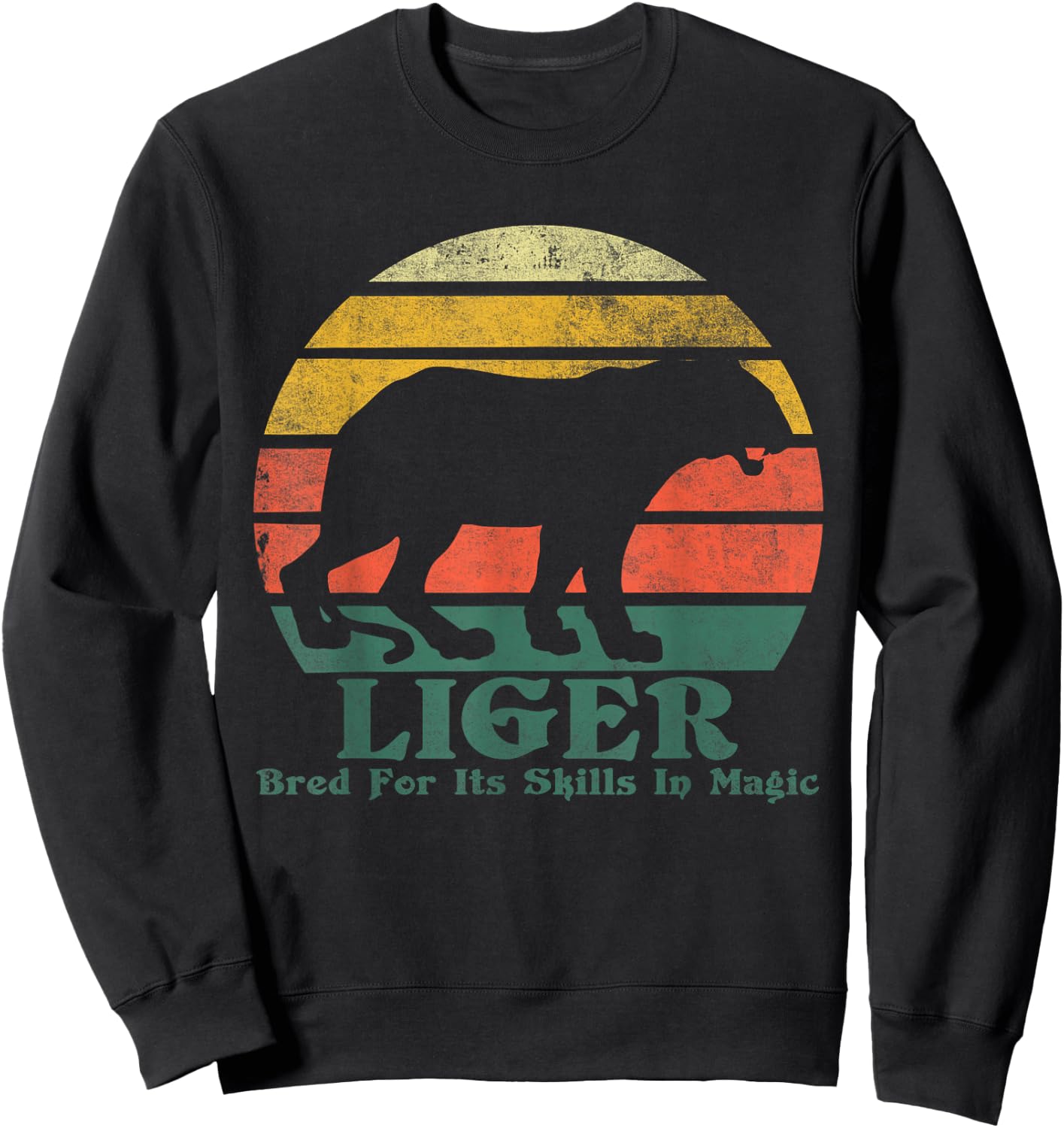 Retro Vintage Liger Tiger Lion Magic Beast Graphic Sweatshirt - Sweatshirt | Black