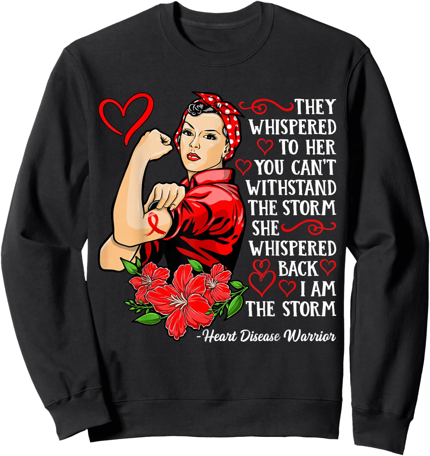 Warrior I Wear Red to Fight Heart Disease Awareness Sweatshirt - Sweatshirt | Black