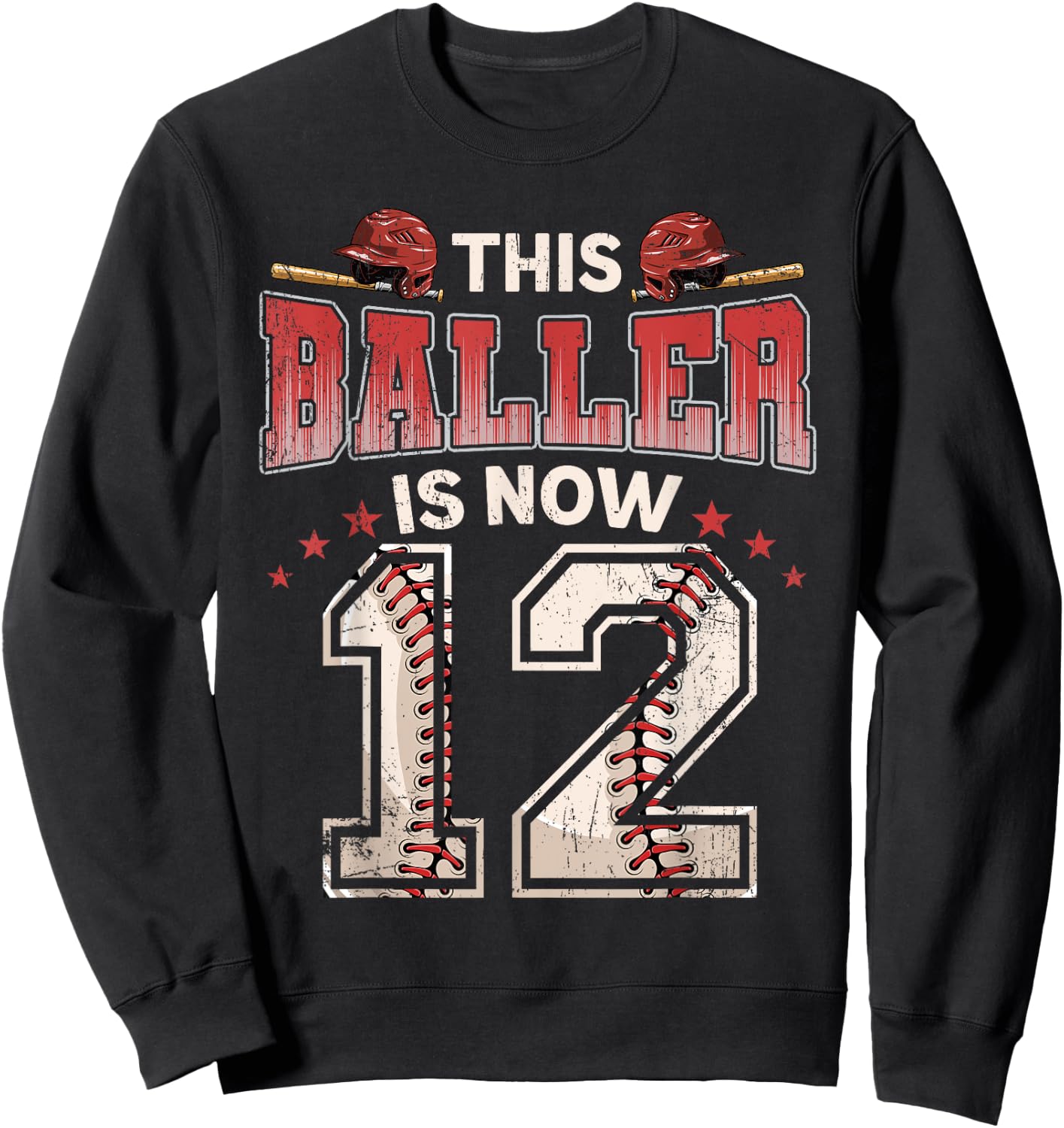 12th Birthday Baseball Boy 12 Year Old Baseball Player Kids Sweatshirt - Sweatshirt | Black
