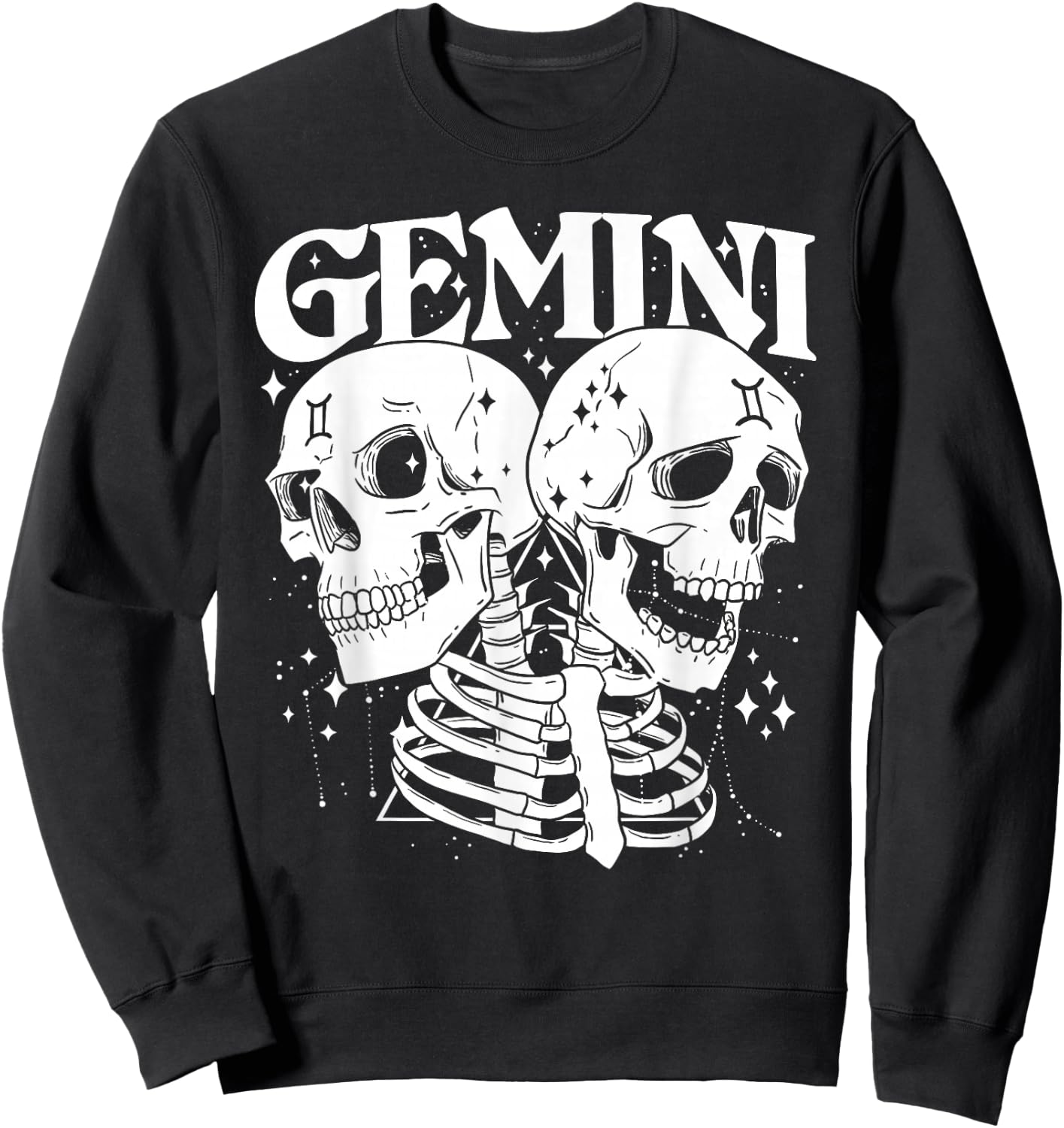 GEMINI Faery Crystal Witch Shirt Skull constellation Sweatshirt - Sweatshirt | Black
