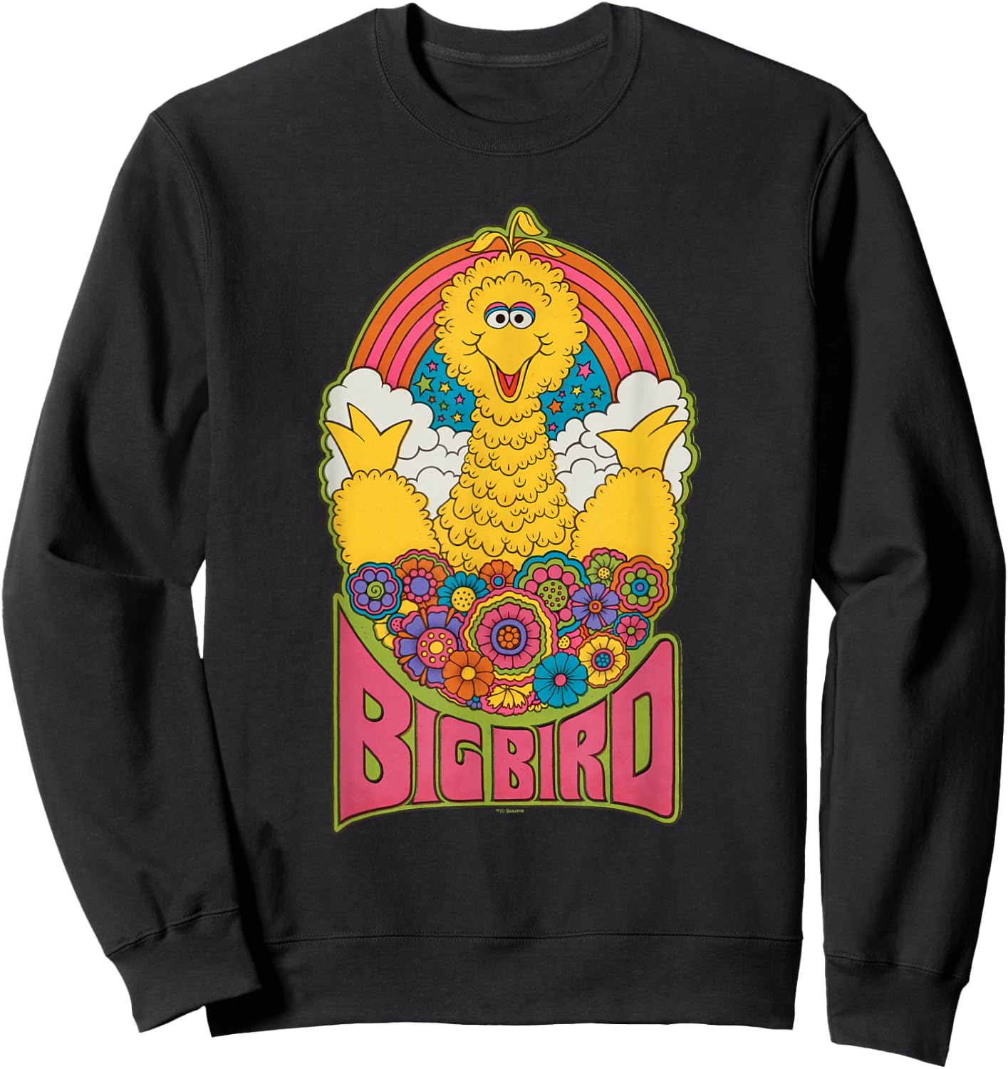 Sesame Street Psychedelic Big Bird Sweatshirt - Sweatshirt | Black