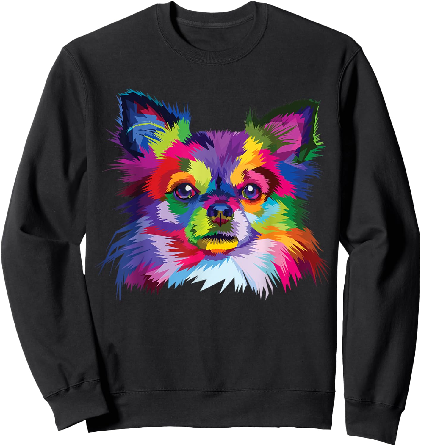 Cute Rainbow Chihuahua Vibrant Canine Colorful Puppy Dog Sweatshirt - Sweatshirt | Black