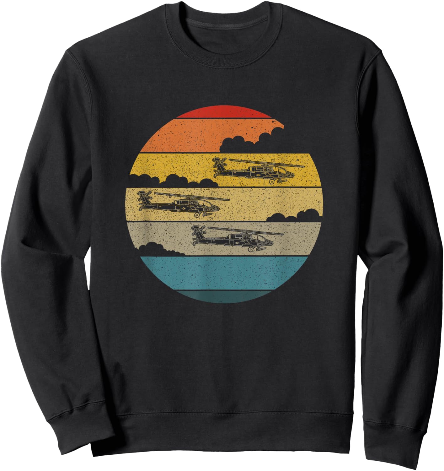 AH64 Apache Retro Helicopter Flying AH-64 Apache Sweatshirt - Sweatshirt | Black