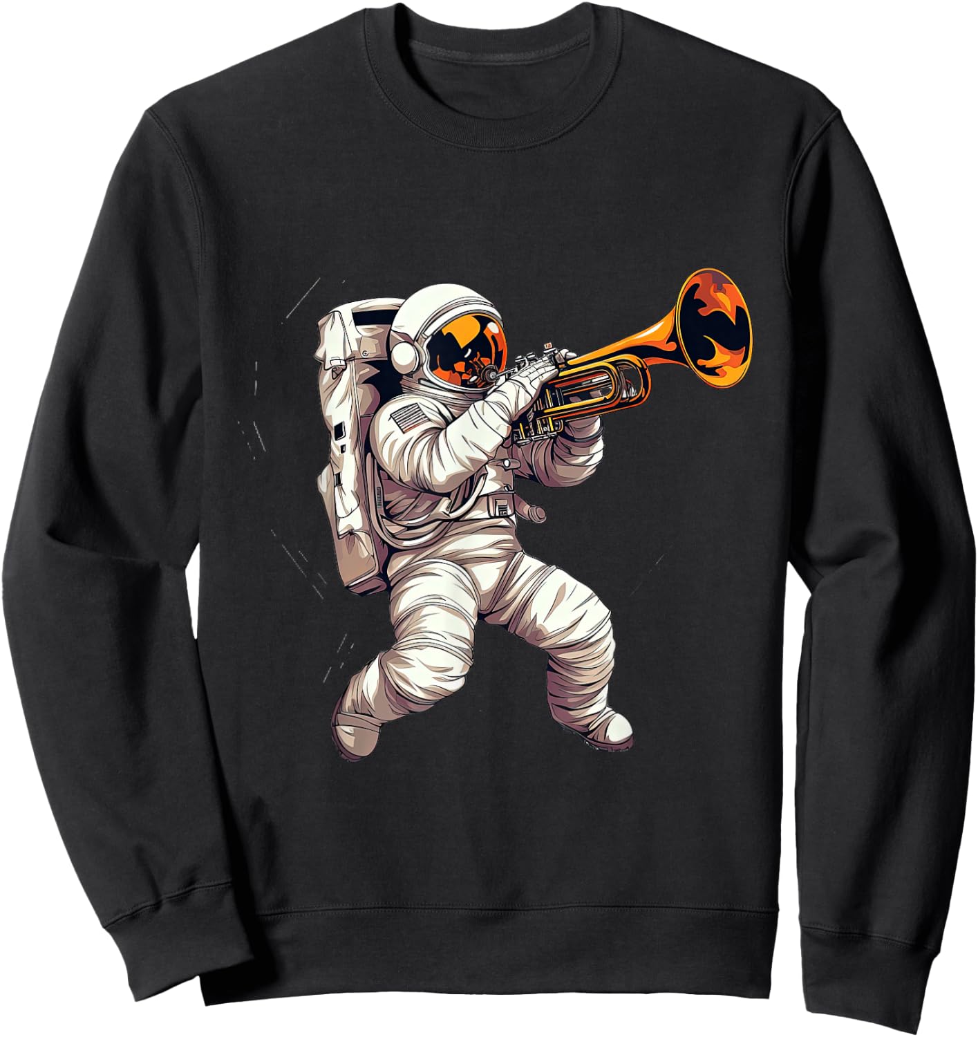 Astronaut Plays the Trumpet Sweatshirt - Sweatshirt | Black