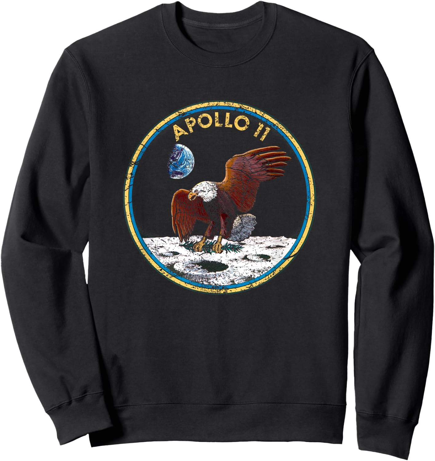 NASA Apollo 11 Mission Badge Distressed Sweatshirt - Sweatshirt | Black