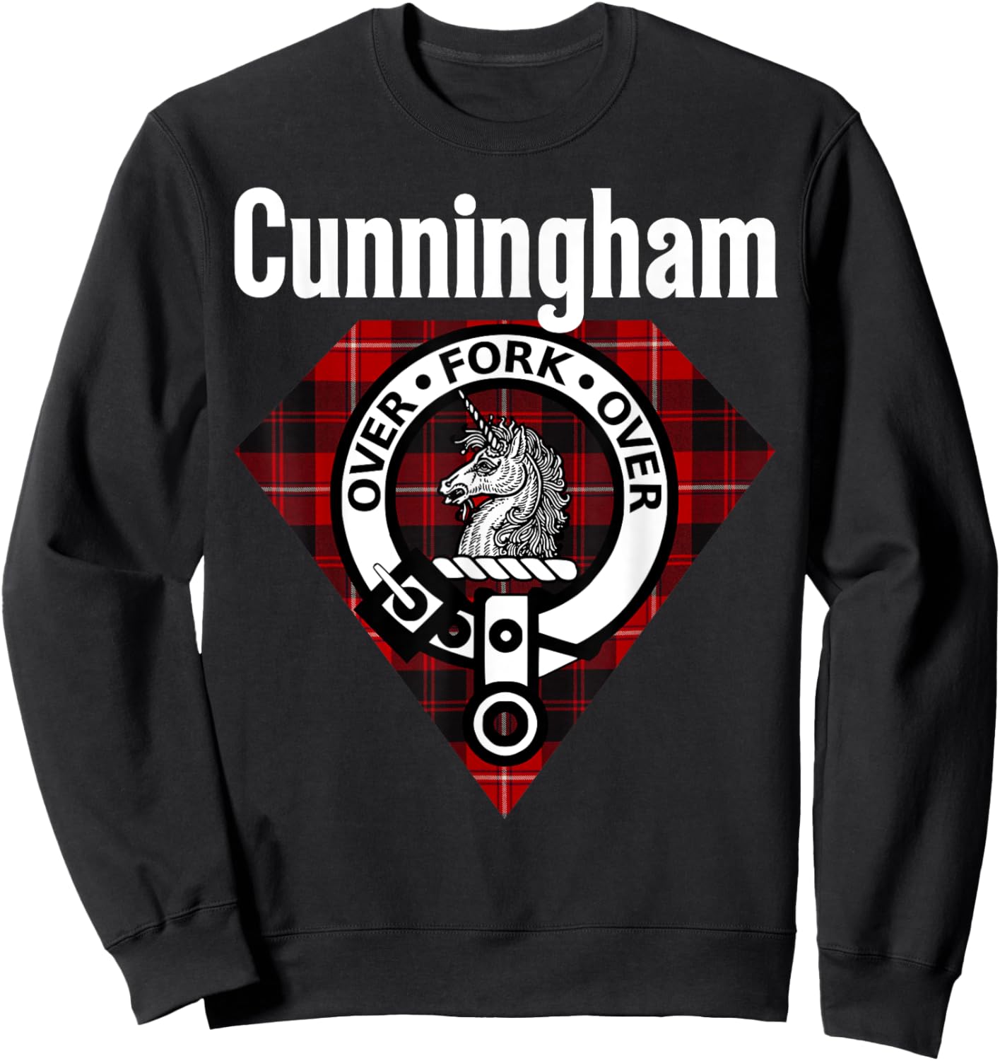 HighlandFour Women's Scottish Tartan - Black, Small - Classic Fit, Short Sleeve Sweatshirt - Sweatshirt | Black
