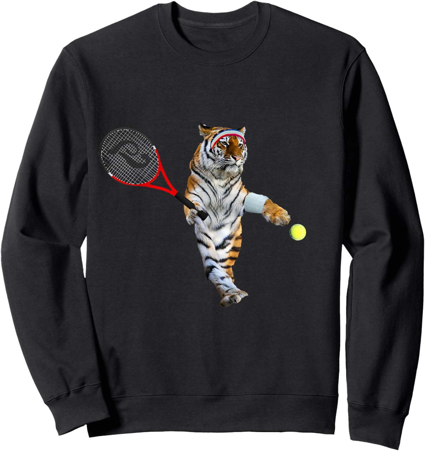 Tiger tiger tiger playing tennis, funny cute Sweatshirt - Sweatshirt | Black