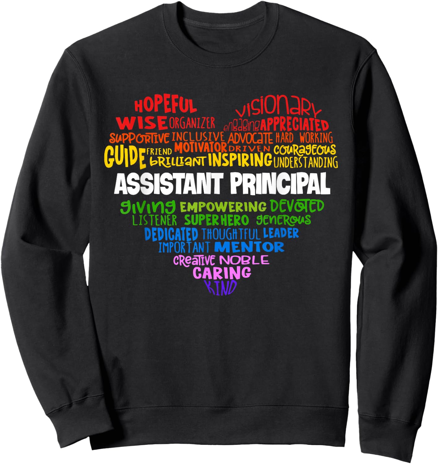 Assistant Principal Cute Heart Shirt Back to School Sweatshirt - Sweatshirt | Black