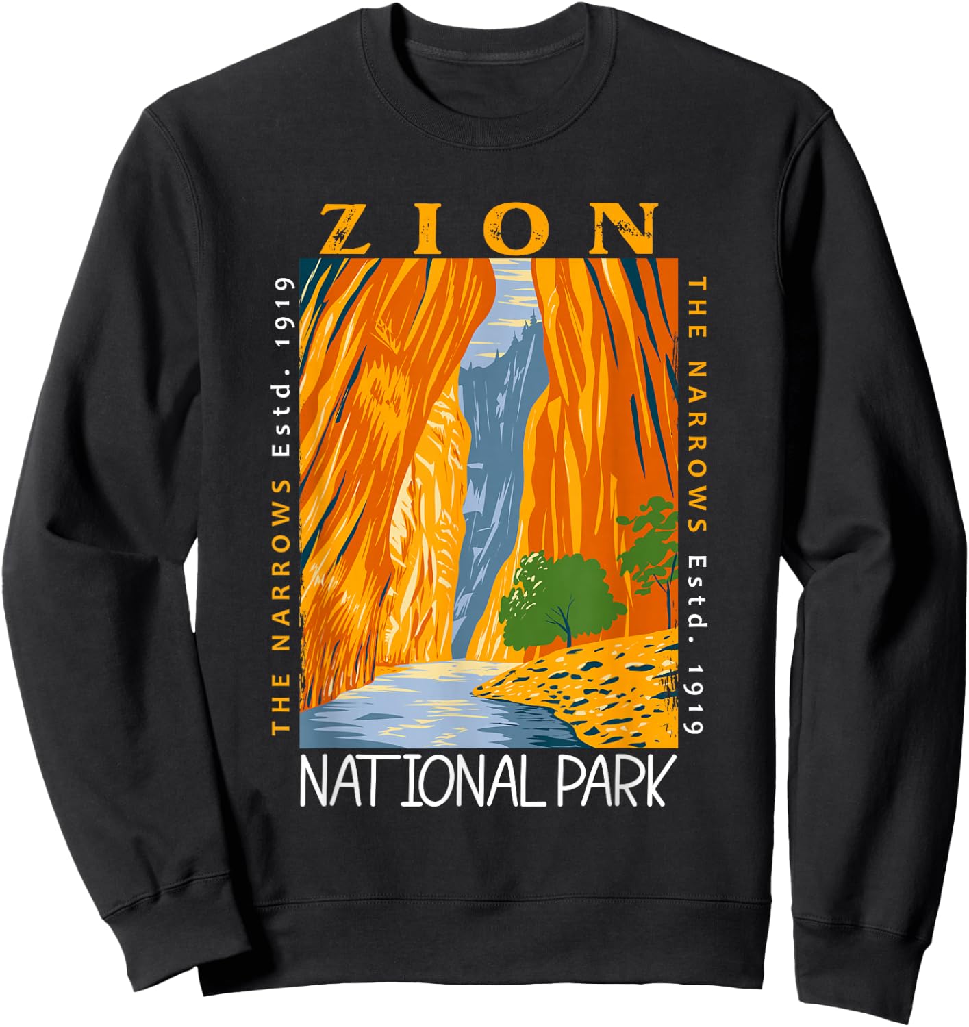 Zion National Park Utah Vintage The Narrows Vintage Sweatshirt - Sweatshirt | Black