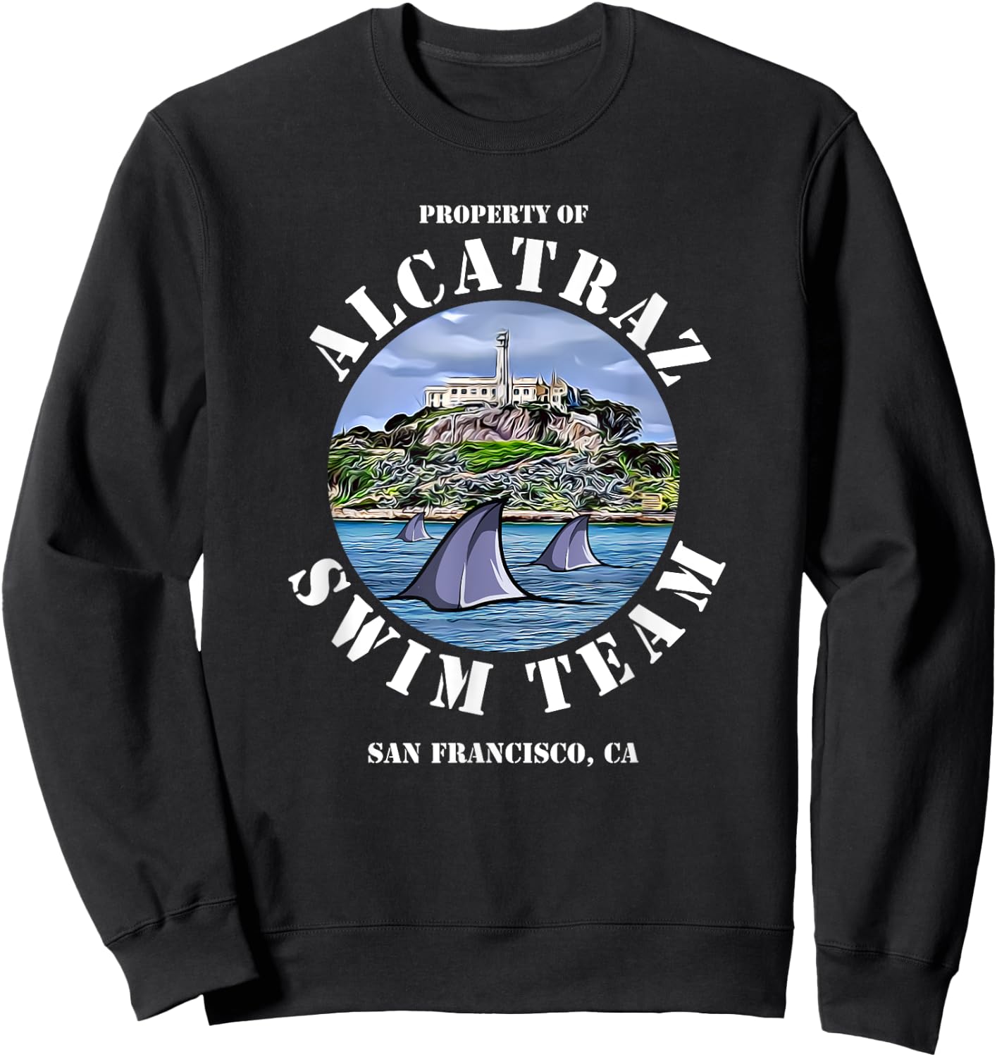 Alcatraz Island Escape Swim Team Shark Apparel Sweatshirt - Sweatshirt | Black