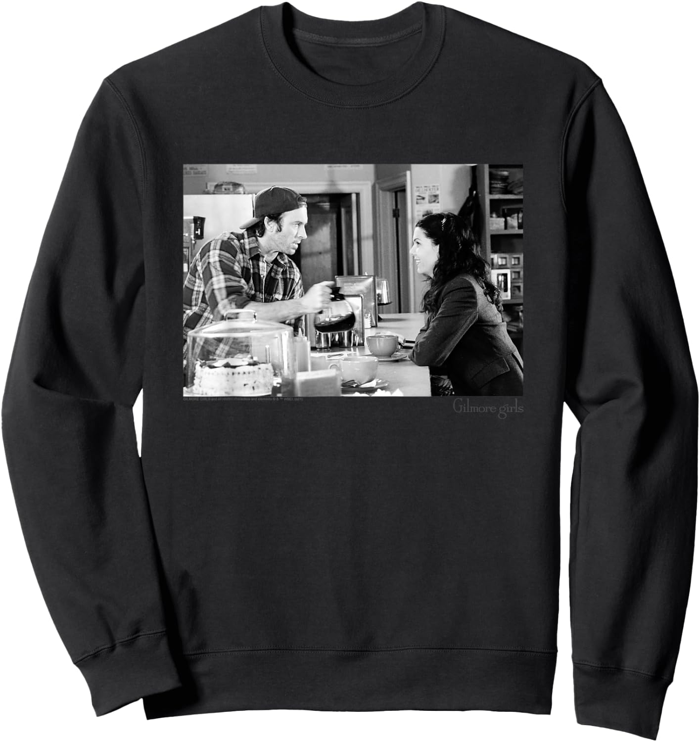 Gilmore Girls Luke Serving Coffee Black & White TV Show Sweatshirt - Sweatshirt | Black