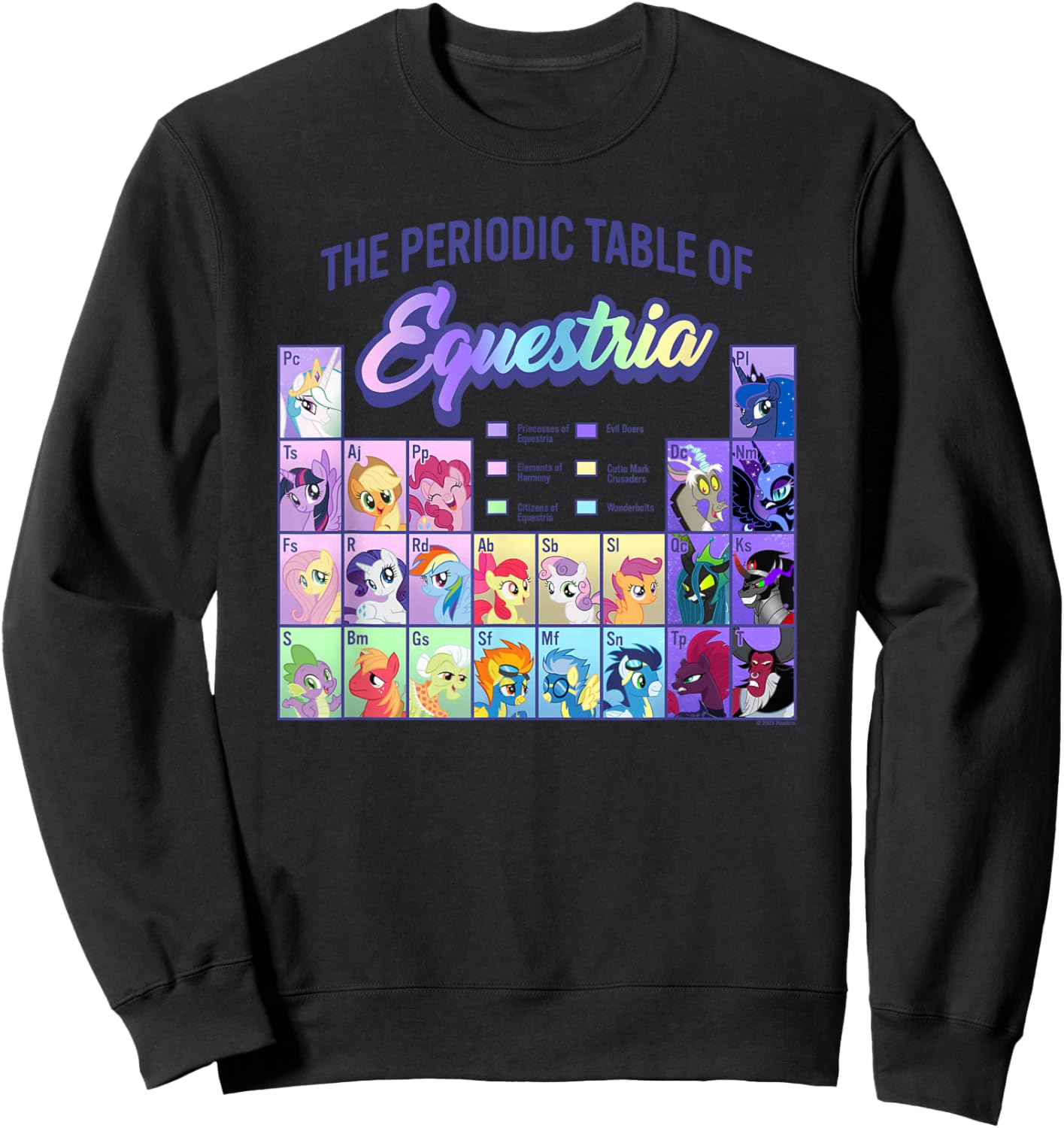 My Little Pony Group Shot Periodic Table of Equestria Small Sweatshirt - Sweatshirt | Black