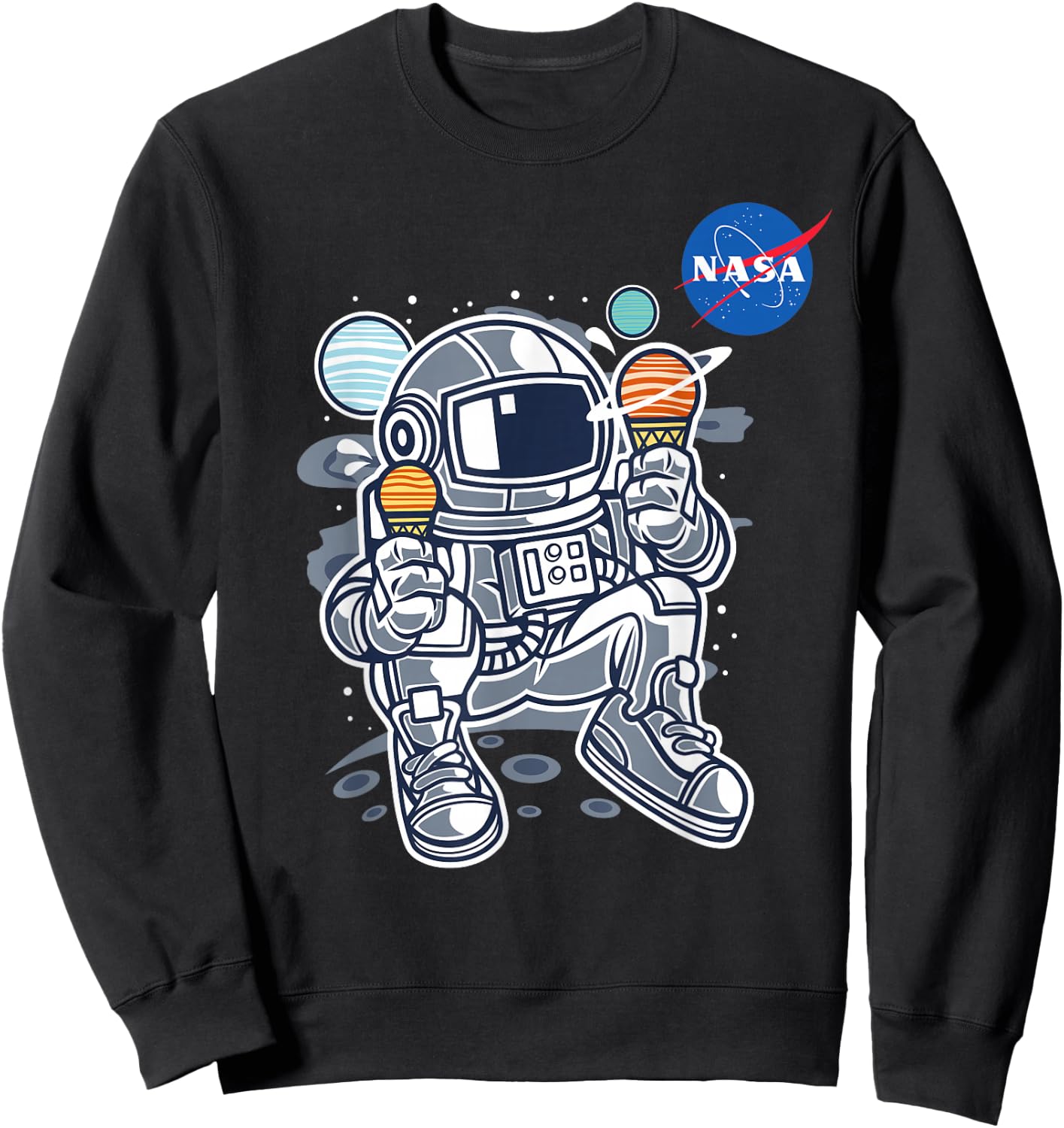 Astronaut Planet Ice-Cream NASA Sweatshirt - Sweatshirt | Black