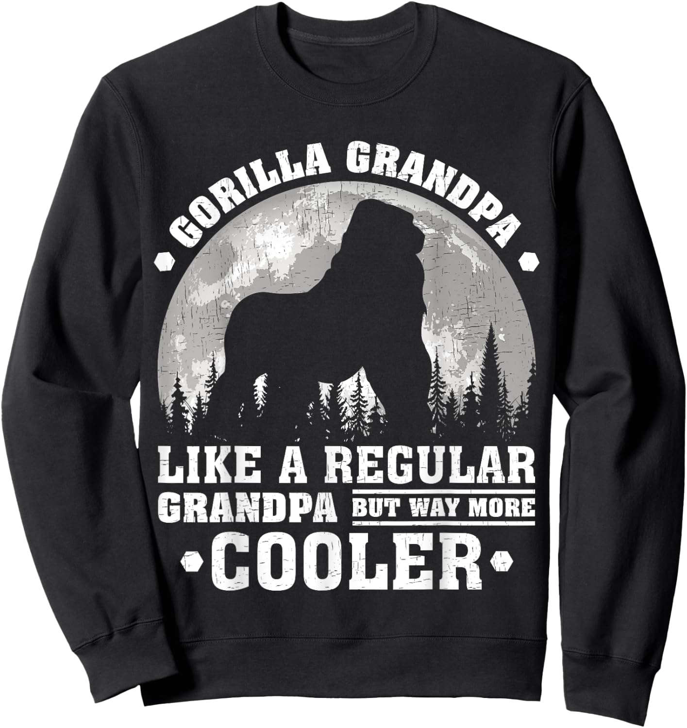 Gorilla Grandpa Funny Moon Vintage Gorilla Father's Day Sweatshirt - Sweatshirt | Black