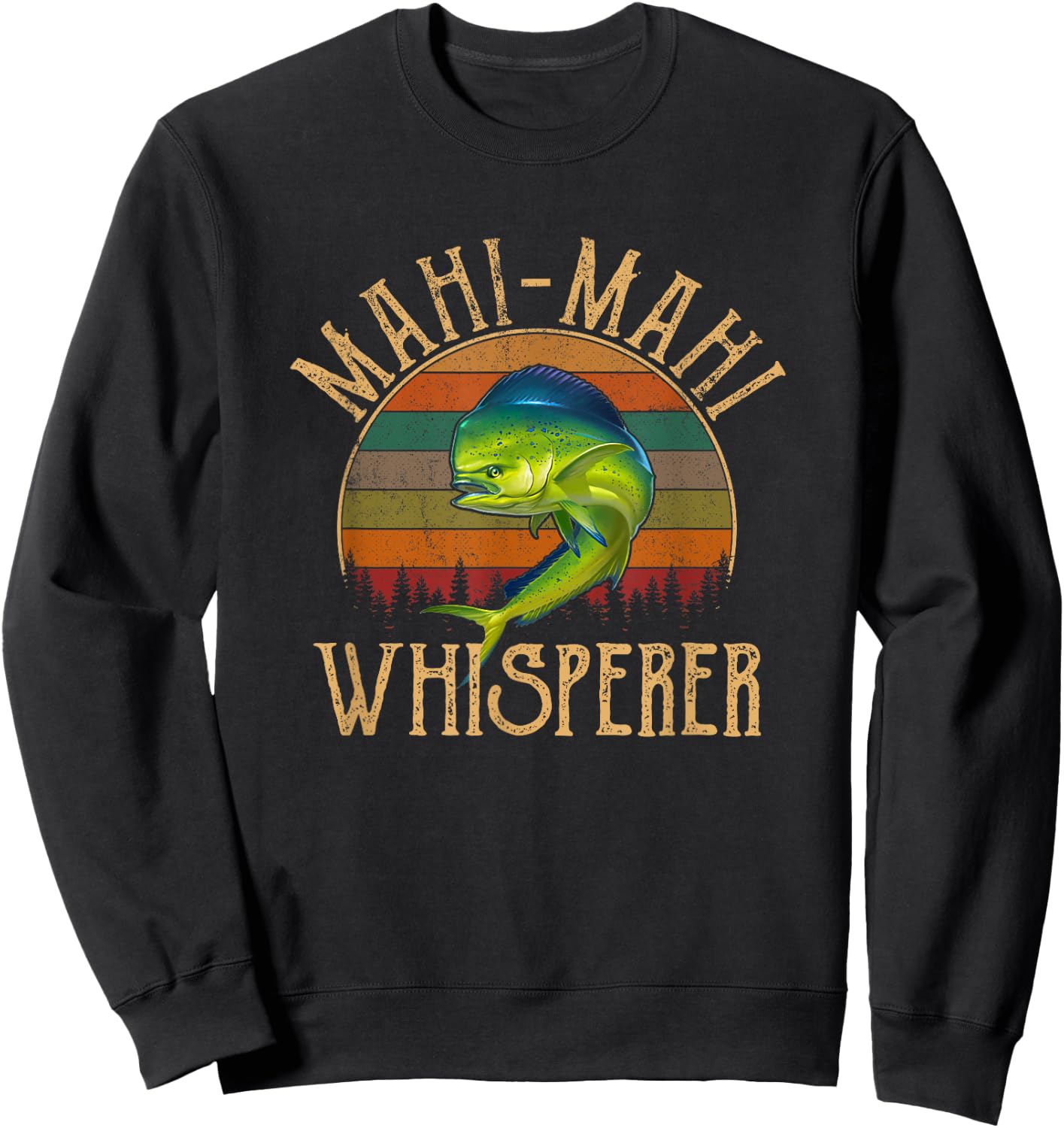 Mahi Fishing Apparel Mahi Mahi American Flag Fishing , -Adults, Black, Small, Short Sleeve Sweatshirt - Sweatshirt | Black