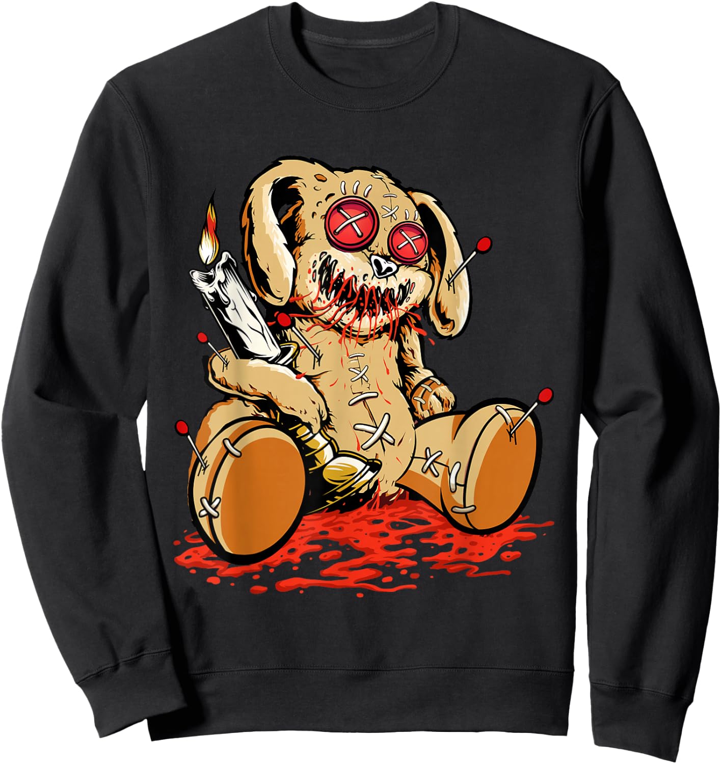 Cute Voodoo Teddy Bear Dolls Scary Acupuncture Creepy Sweatshirt - Sweatshirt | Black