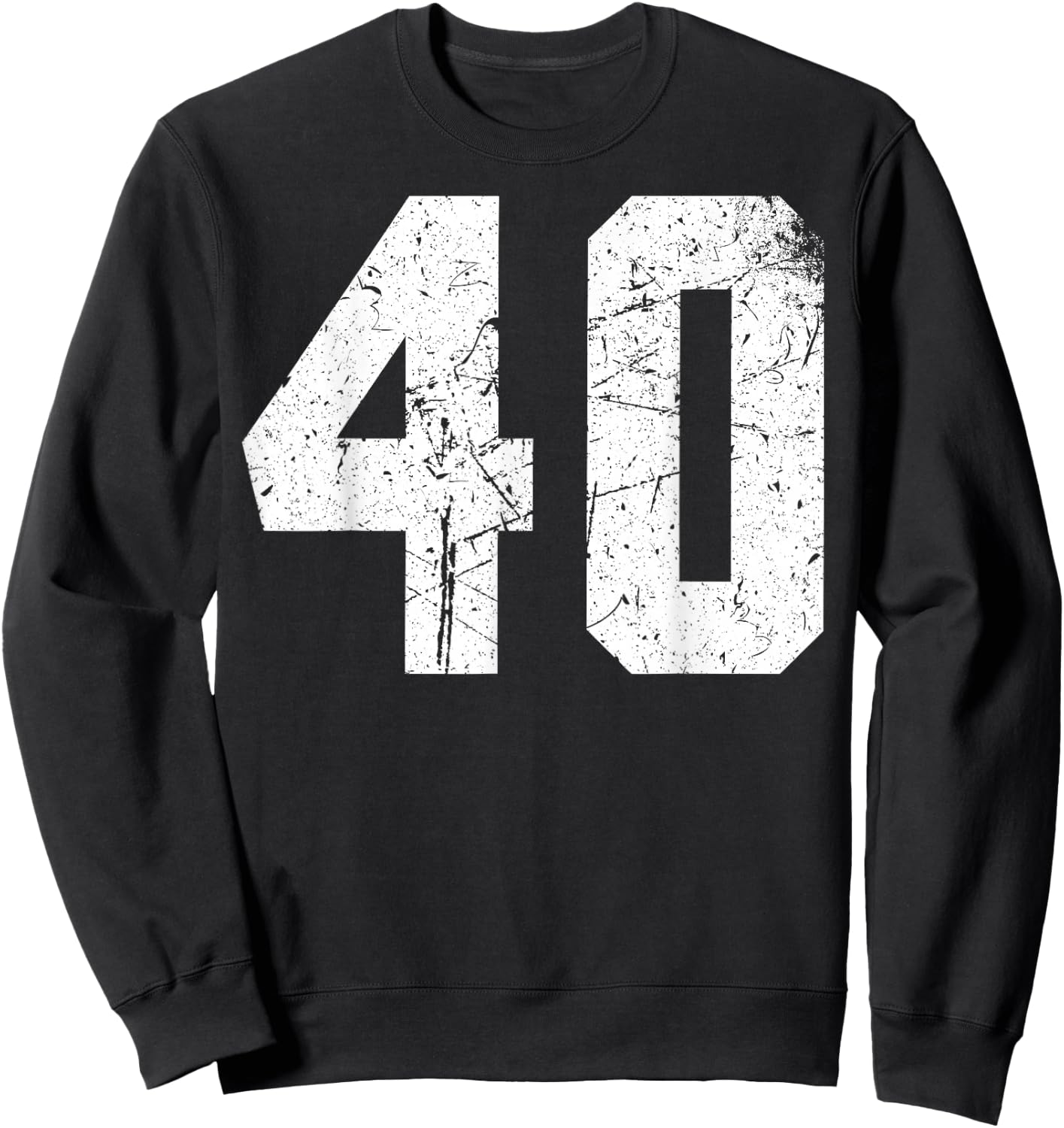 Number #40 White Vintage Varsity Number Sweatshirt - Sweatshirt | Black