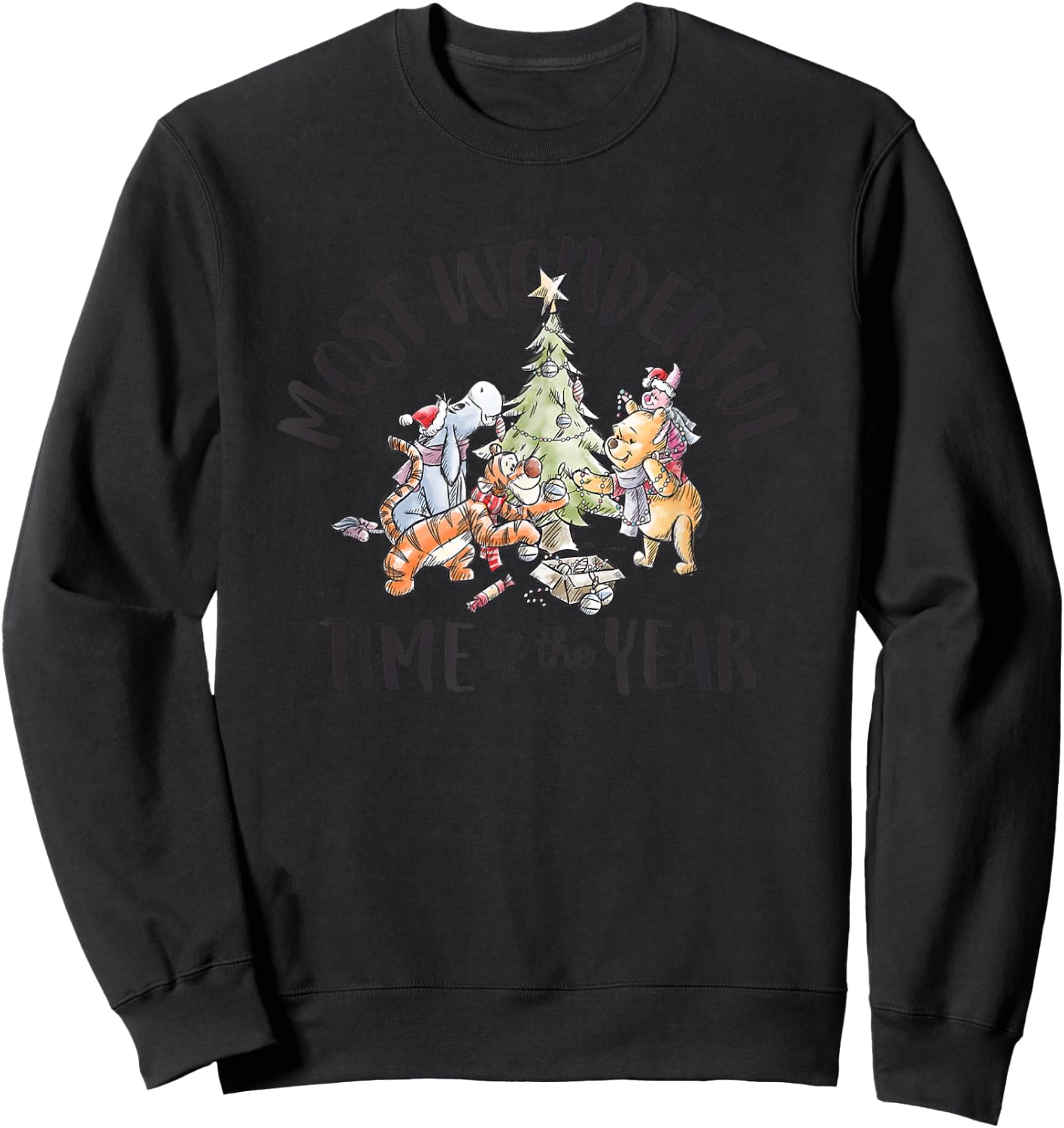 Winnie The Pooh - Holiday Most Wonderful Time of The Year Sweatshirt - Sweatshirt | Black