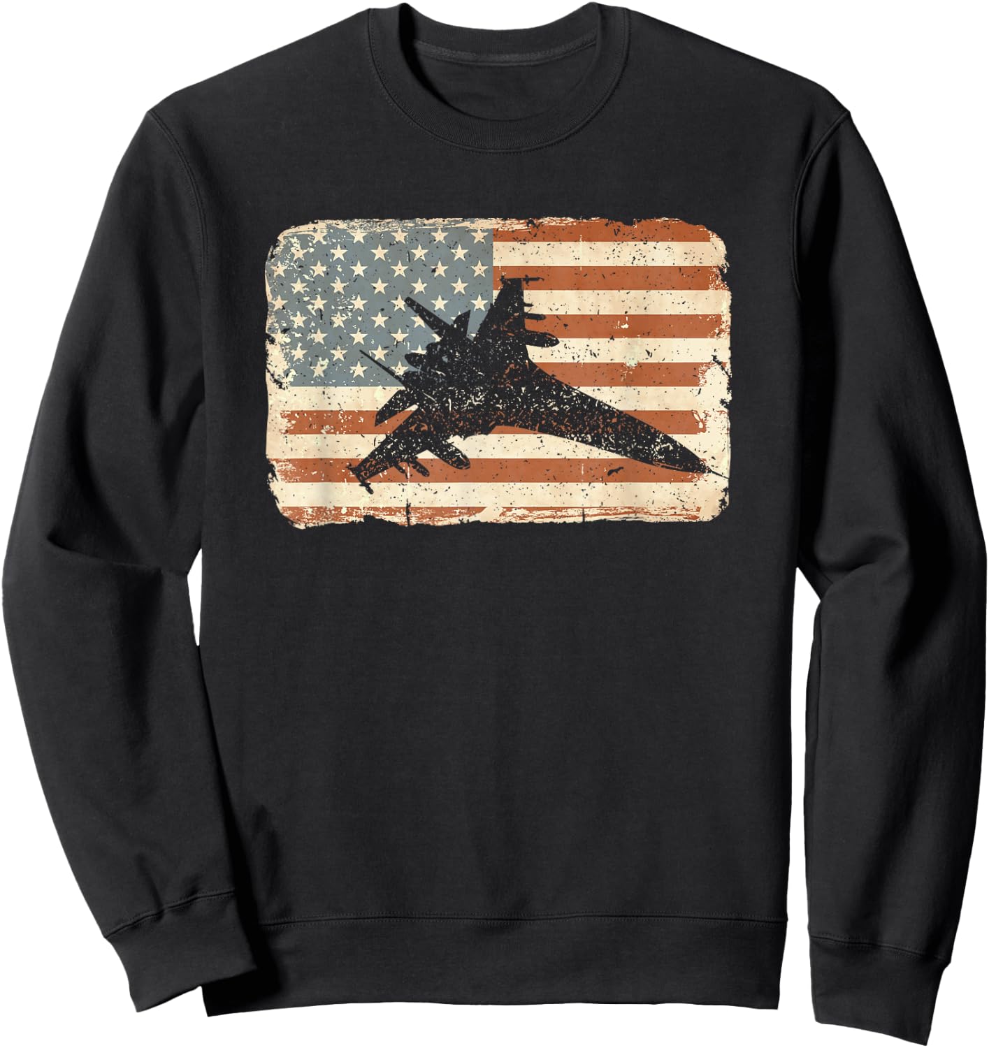 Jet airplane American Flag patriotic vintage plane shirt Kids Men Sweatshirt - Sweatshirt | Black