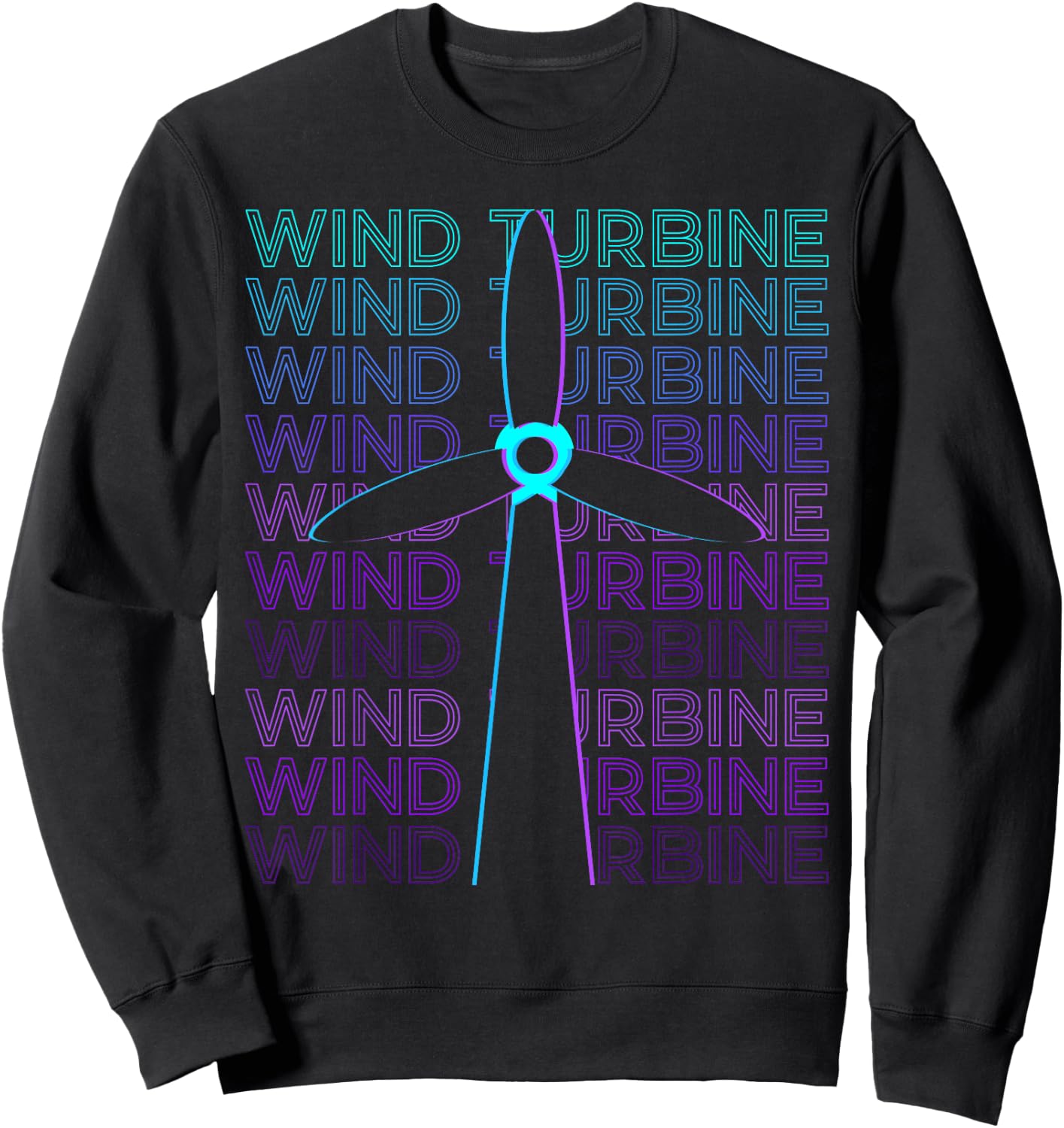 Wind Turbine Gifts -Adults, -Kids Retro-Modern Black Short Sleeve Sweatshirt - Sweatshirt | Black